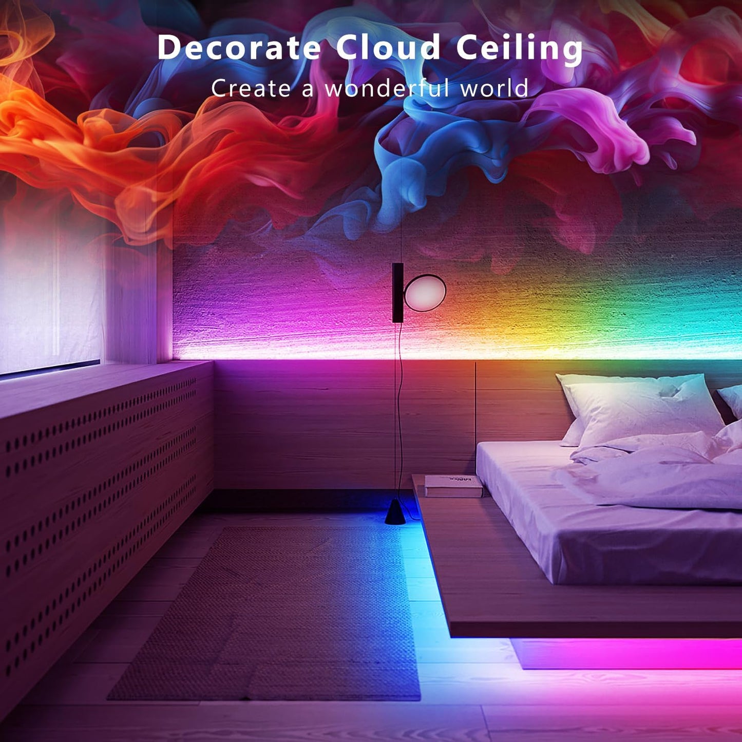 DAYBETTER Smart IC LED Strip Lights, BGRIC LED Lights for Bedroom 32.8 FT, DIY Multiple Colors on One Line, App Control Color Changing Strip Lighting Music Sync Home Decor(1 Roll)