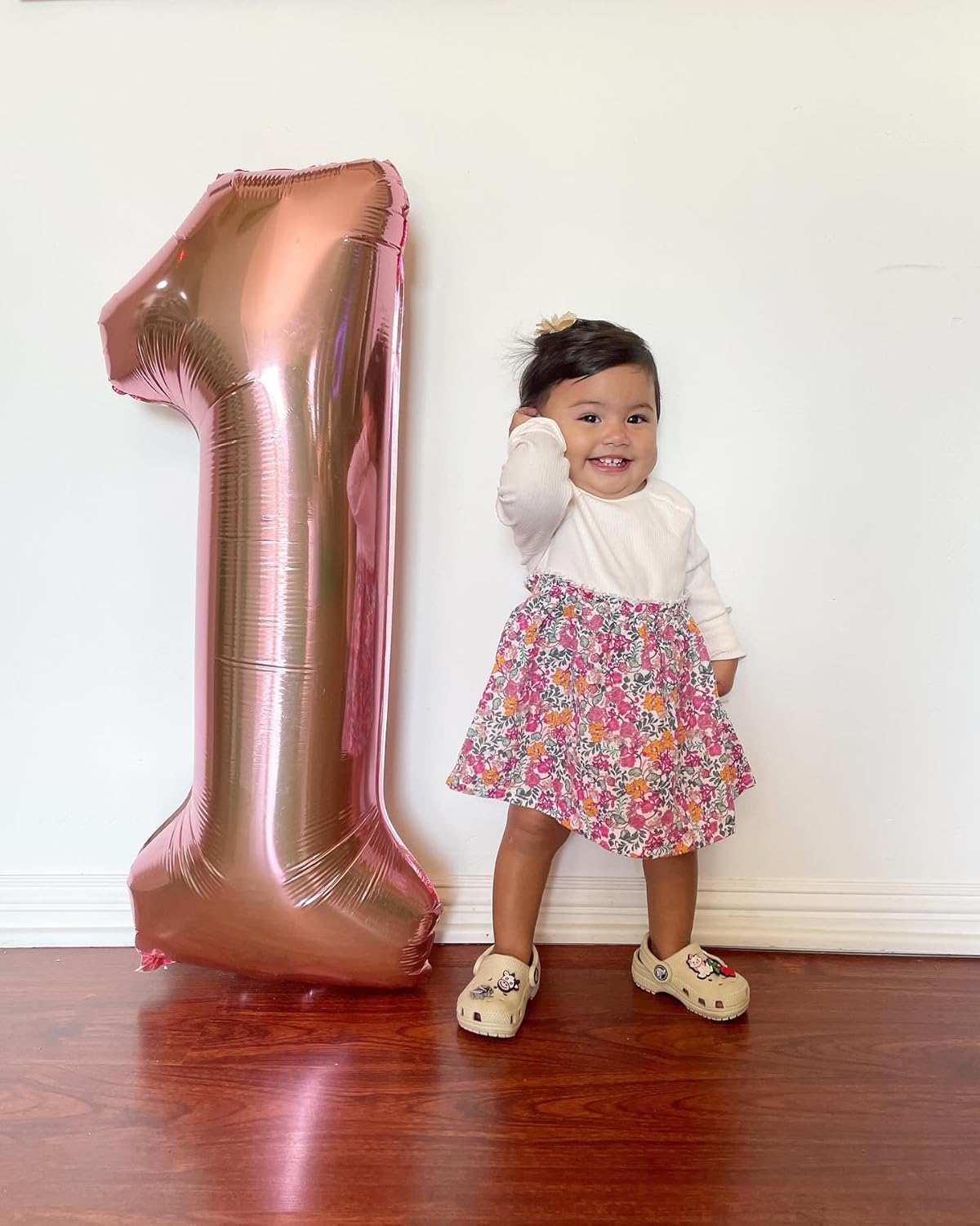 40 Inch Rose Gold 1 Balloon for First Birthday, 1st Number Balloons Birthday Decorations for Girl Boy Kids Toddler Baby, One Giant Number 1 Balloon