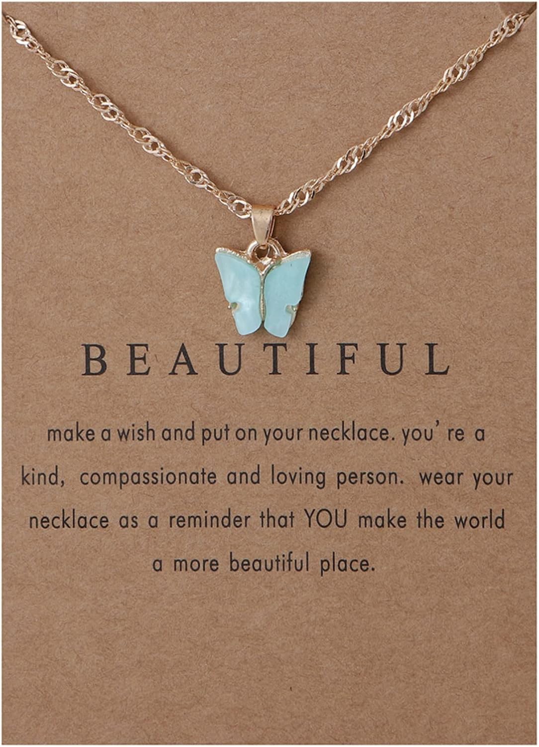 Rrdaily 9 Pcs Dainty Colorful Butterfly Pendant Necklace Set for Women,Bohemian Acrylic Butterfly Chain Necklace Cute Jewelry Gift