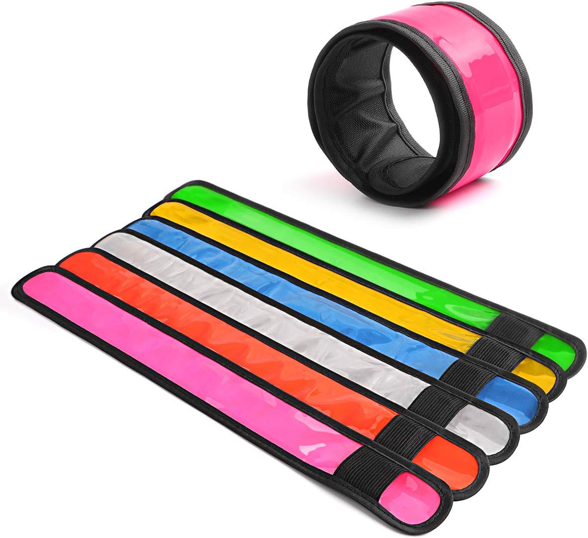 esonstyle Pack of 6 LED Light Up Band Slap Bracelets Night Safety Wrist Band for Cycling Walking Running Concert Camping Outdoor Sports