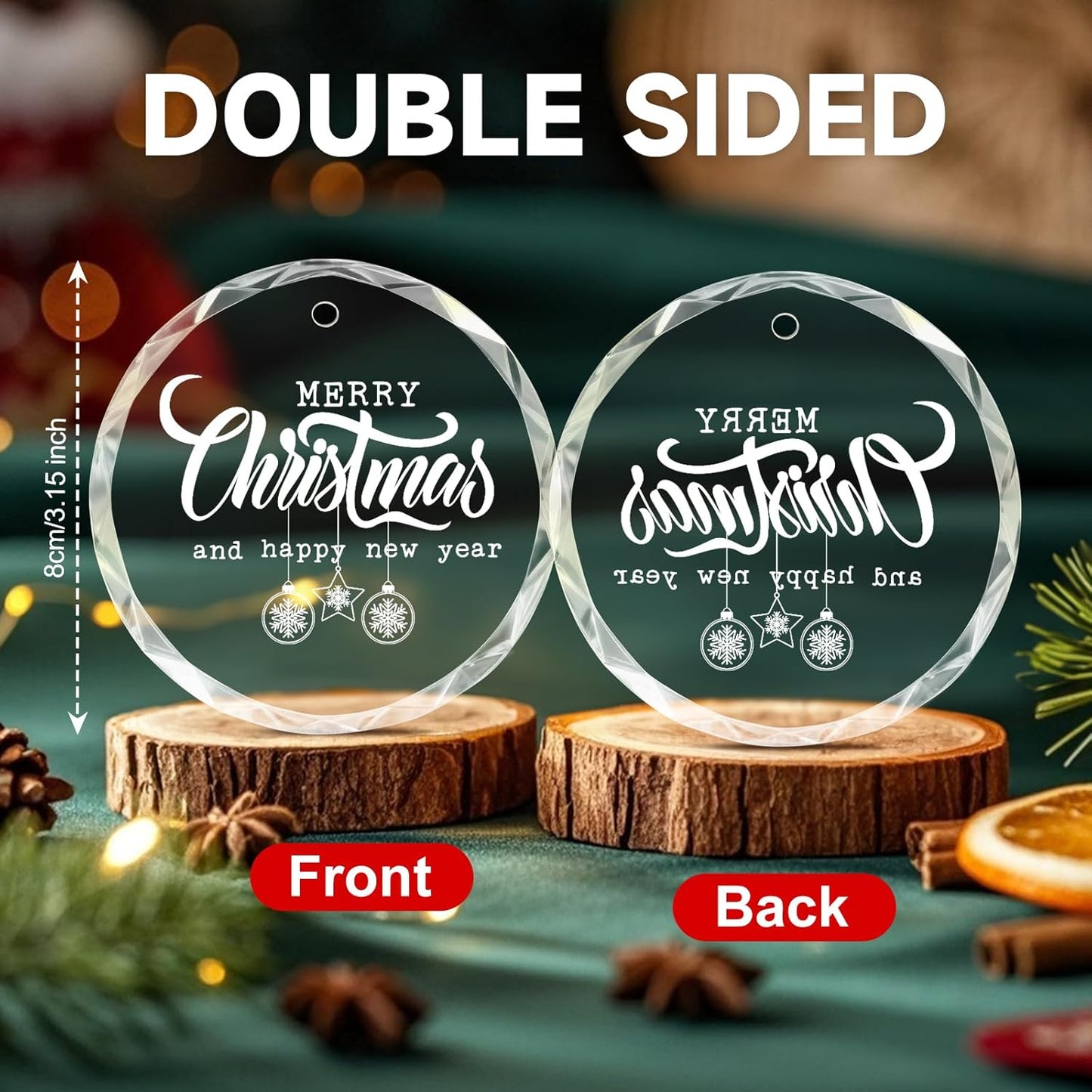 Personalized Christmas Ornaments 2025 with Photo & Text, Round Acrylic Custom Christmas Ornament Wedding Gift for Family, Couples, Baby’s First Xmas, Bridal Shower Gifts for Bride