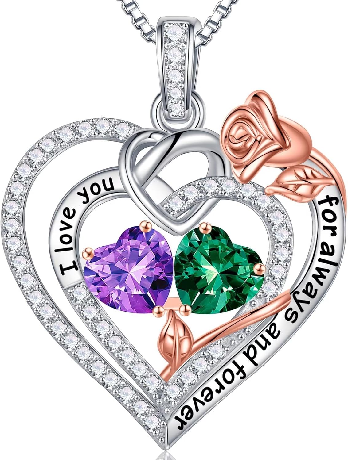 Iefil Christmas Gifts for Wife Women - 925 Sterling Silver Double Birthstone Necklace, Anniversary Birthday Gifts for Women, Jewelry Gift for Wife Girlfriend Mom Her