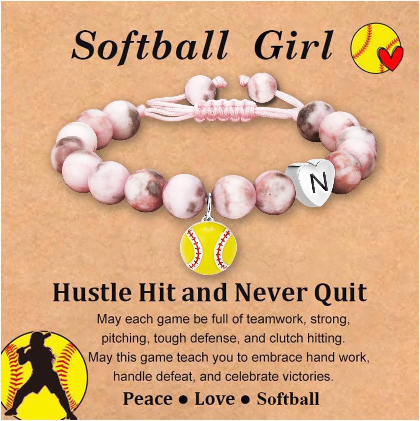 Stocking Stuffers for Teen Girls -Volleyball/Softball Bracelet Heart Initial Gifts Sports Accessories Jewelry Gift Ideas for Teen Girls Women for Christmas Birthday