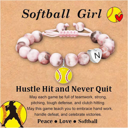 Stocking Stuffers for Teen Girls -Volleyball/Softball Bracelet Heart Initial Gifts Sports Accessories Jewelry Gift Ideas for Teen Girls Women for Christmas Birthday