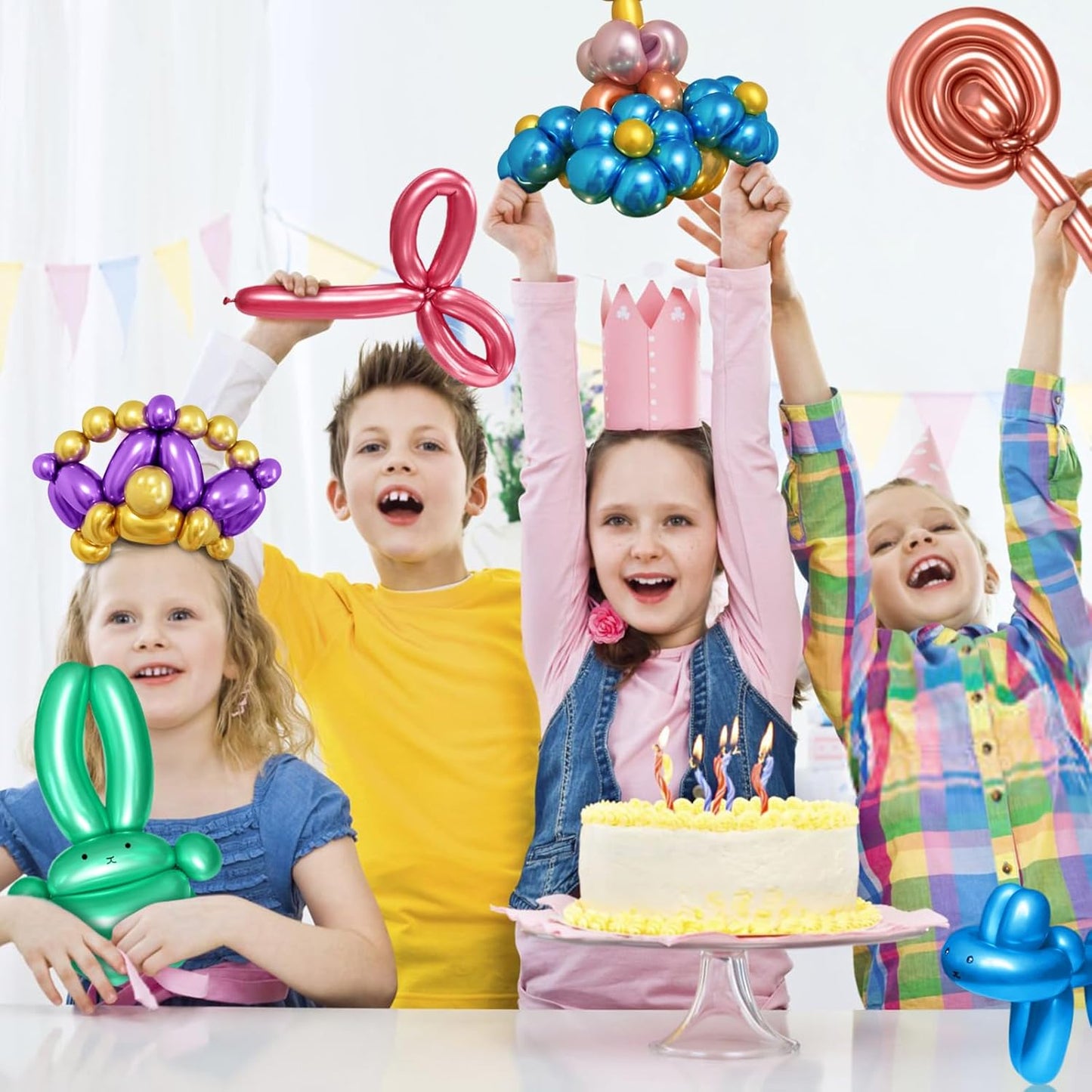 KAWKALSH 260 Metallic Multi Long Balloons for Balloon Garland Thickening Skinny Latex Twisting Animals Modeling Christmas Birthday Wedding Party Festival Decorations 100pcs