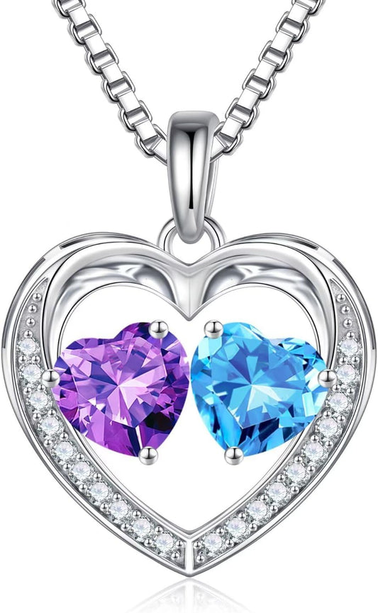 Iefil Christmas Gifts for Wife - 925 Sterling Silver Birthstone Necklace, Anniversary Birthday Gifts for Women, Stocking Stuffers for Women Wife Mom Daughter