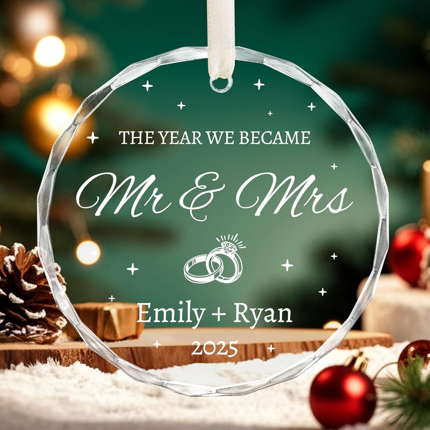 Wedding Gifts for Couples 2025 - Personalized Mr and Mrs Ornament - Bridal Shower Gifts, Wedding Gift for Bride, Newly Wed, Future Mr Mrs - Just Married Decorations Acrylic Ornaments