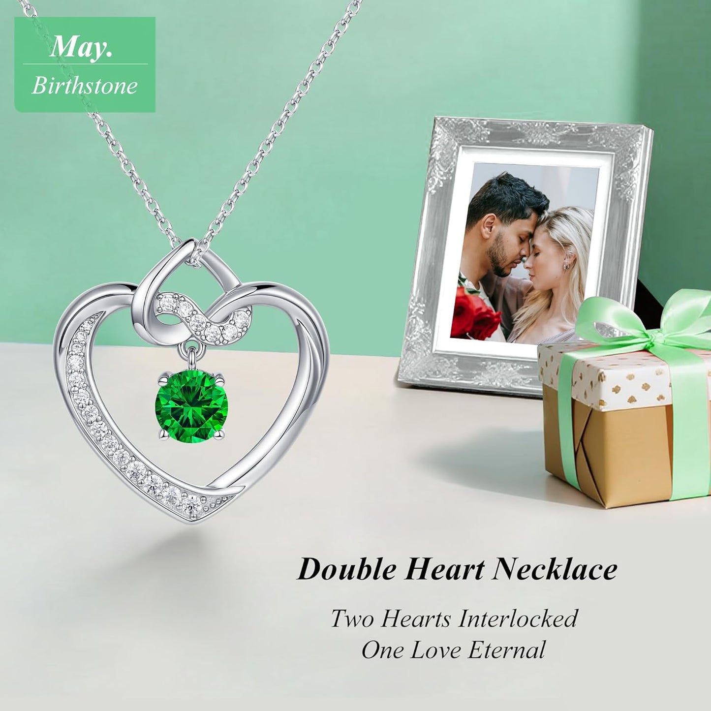 Heart Birthstone Necklaces Gifts for Women Wife, Jewelry for Women Wedding Anniversary Birthday Gifts for Wife Girlfriend Mom Christmas Valentines Gifts S925 Sterling Silver
