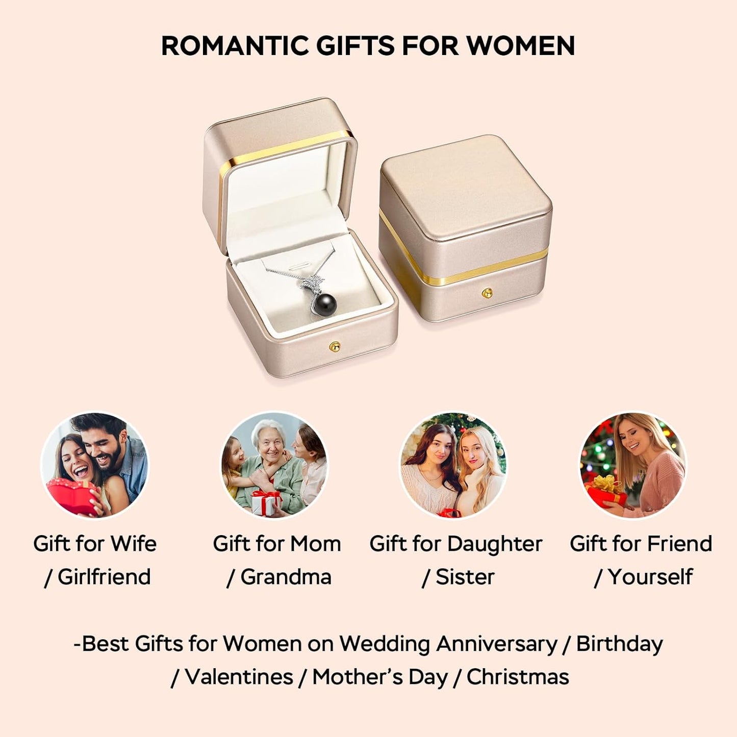 Gifts for Wife Women Anniversary -Pearl Necklace -Mom Girlfriend Her Fine Jewelry Mothers Day Valentines Christmas Birthdays Gift