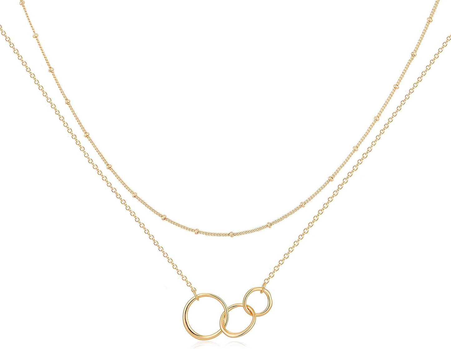 MEVECCO Layered Heart Necklace Pendant Handmade 18k Gold Plated Dainty Gold Choker Arrow Bar Layering Long Necklace for Women