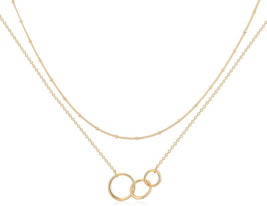 MEVECCO Layered Heart Necklace Pendant Handmade 18k Gold Plated Dainty Gold Choker Arrow Bar Layering Long Necklace for Women