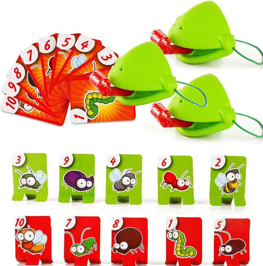 Chameleon Tongue Game for Kids, Frog Tongue Game with Blowing air, Lizard Party Blower Masks Insect Cardboard Included (3pc)