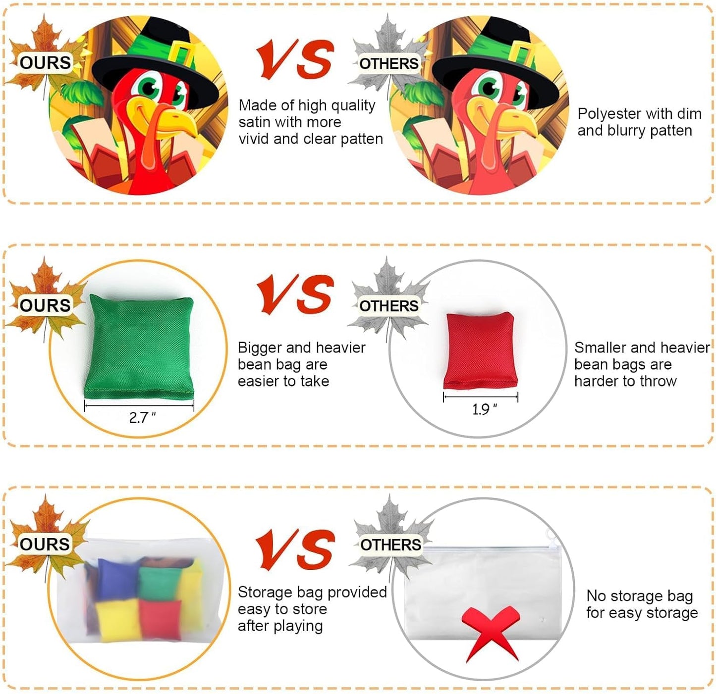 Upgraded, Fall Festival Games, Funny Fall Sign Toss Game, with 4 Bean Bags, Classic Design, Premium Banner, Accessories, Storage Bag, Thanksgiving Games for Kids Teen, Friendsgiving Party Decorations