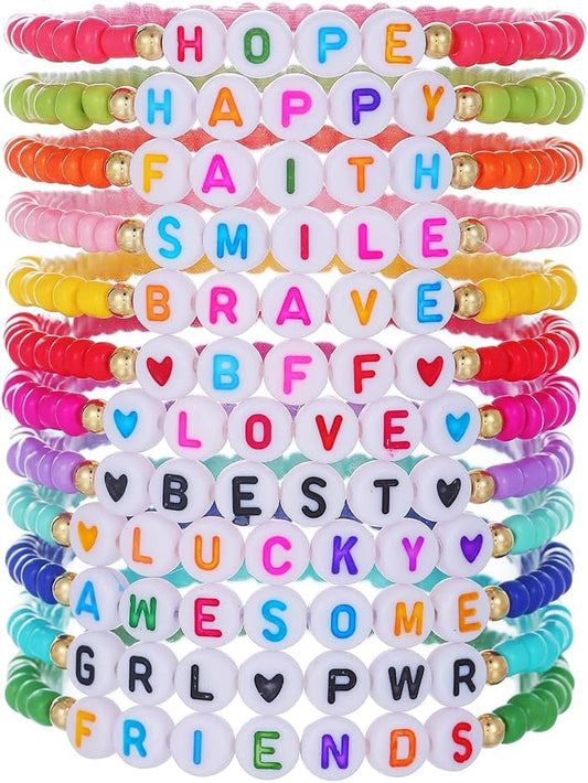 Friendship Bracelets Boho Stackable Bracelets for Women Surfer Heishi Clay Bead Bracelets Stretch Preppy Bracelets Colorful Boho Bracelets for Women