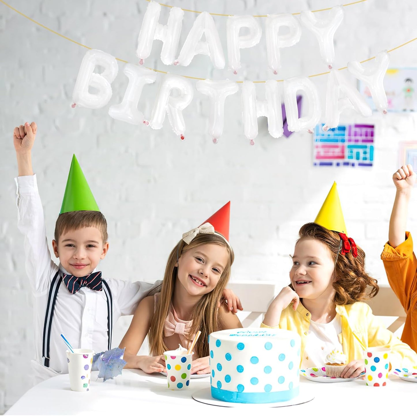 LIOZEOKUN Happy Birthday Balloon Letters 16 inch Mylar Foil Birthday Balloons Banner Sign for Birthday Party Decorations Supplies (White)