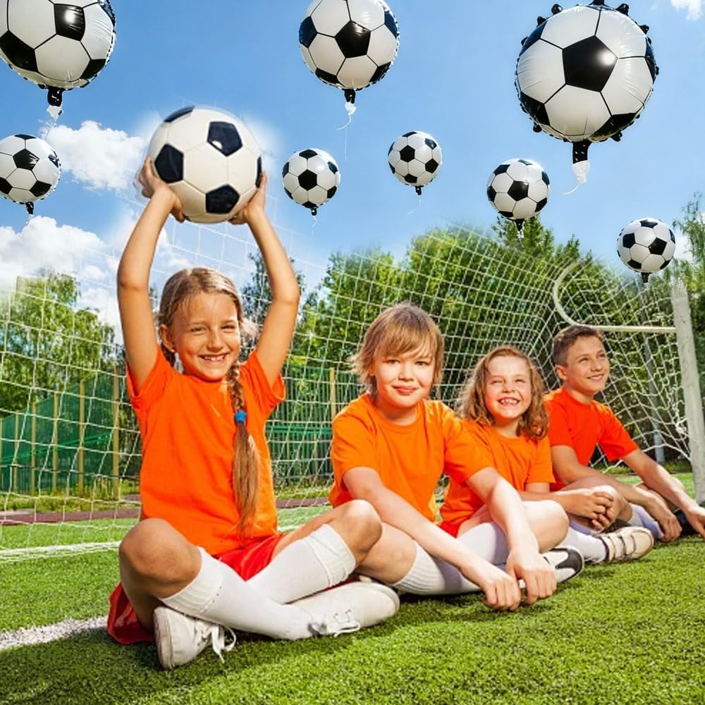12 PCS 18 Inch Soccer Balloons Birthday Party Decorations Soccer Ball Balloons Party Favors Supplies Giant Large Sports Balloon Lover Theme Christmas Mylar Foil Helium Aluminum Balloon Baby Shower