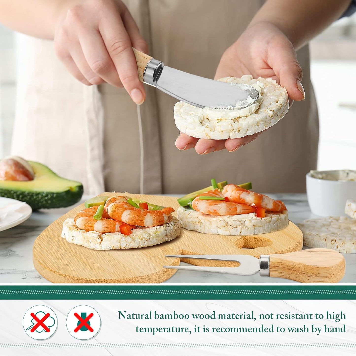 Patelai 12 Set Bridal Shower Favor Heart Cheese Board Cheese Knives Wood Mini Charcuterie Board Thank You Gift Box for Guest Bridal Baby Shower Prize Wedding Birthday Valentines (Bamboo Color)