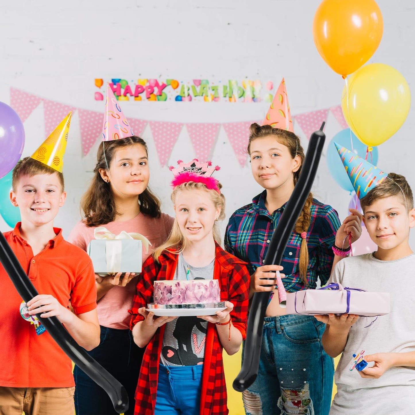 260 Balloons 100PCS Black Twisting Animal Balloon Thickening Latex Modeling Long Skinny Magic Clown Balloon for Animal Shape Halloween Weddings Birthdays Festival Supplies Party Decorations