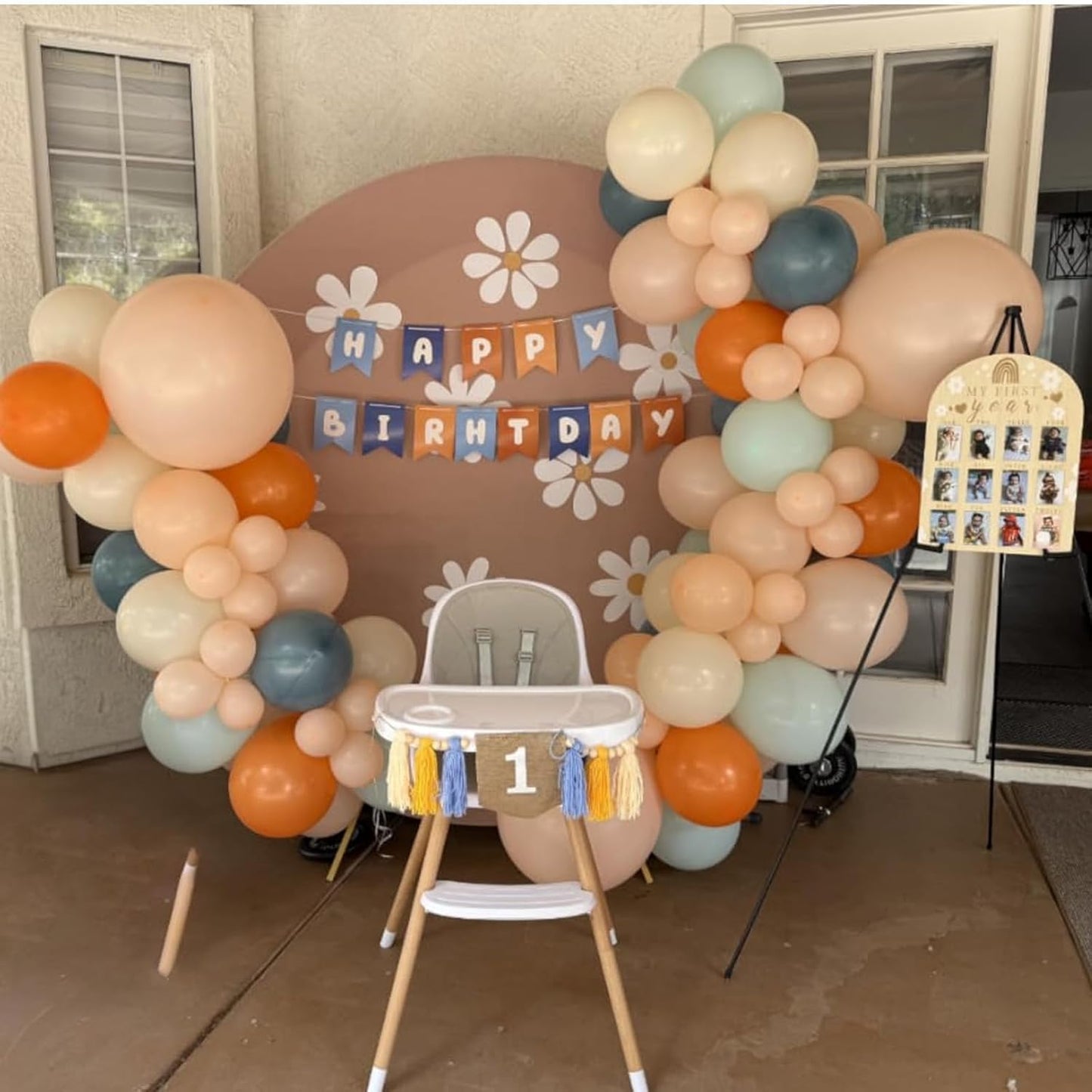 Orange and Blue Balloons, 60 PCS 12 Inch Retro State Blue Pastel Teal Orange Nude Sand White Helium Latex Party Balloons for Boys Birthday Baby Shower Graduation Outer Space Theme Party Decorations