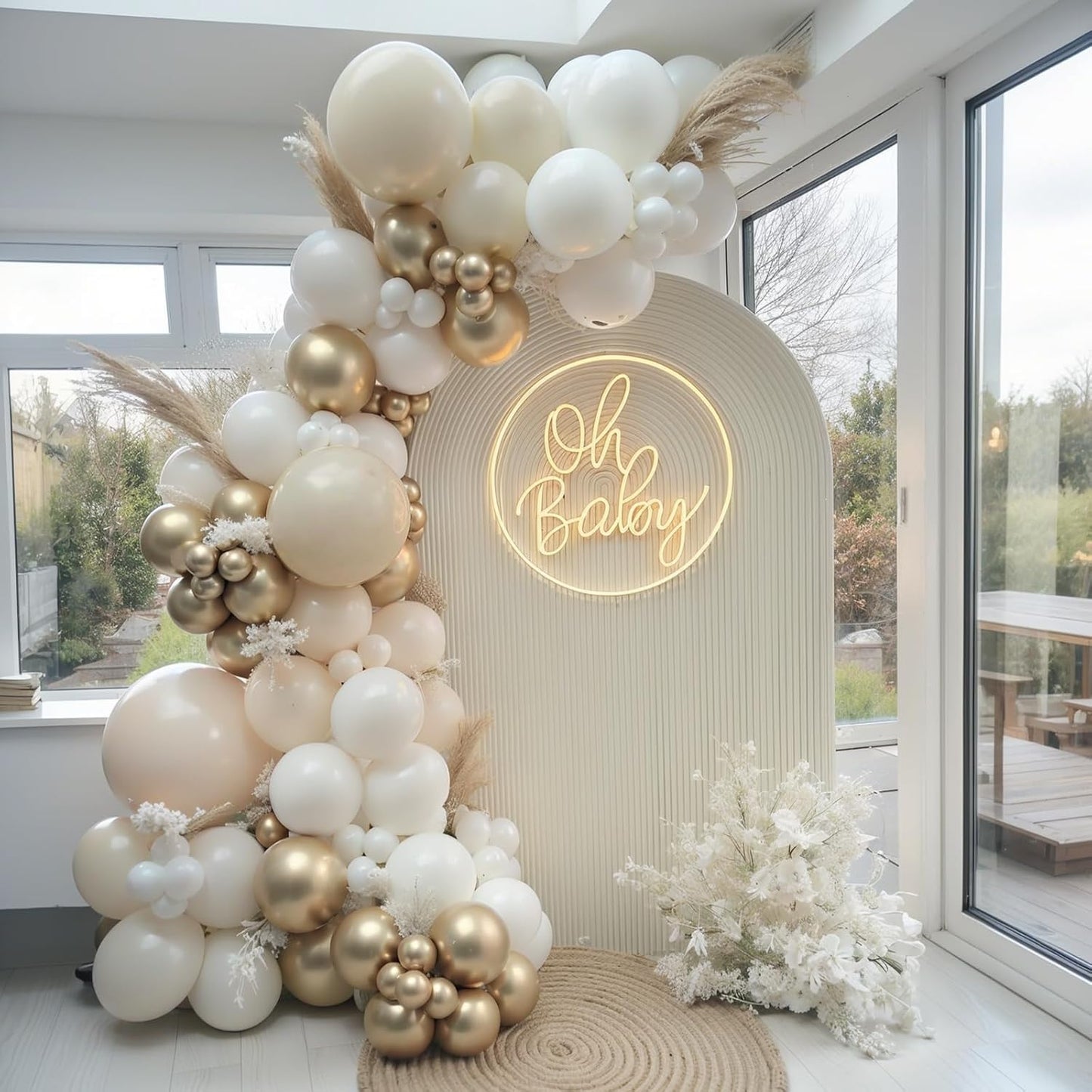 Sand White Gold Balloons Arch Kit, Beige Nude White Balloon with Champagne Gold Balloons Garland Kit for Boho Birthday Wedding Bridal Shower Engagement Party Decorations