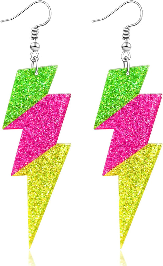 80s 90s Retro Cassette Tape Neon Earrings for Women Acrylic Radio Earring Set for 80s 90s Accessories Cosplay Party Jewelry Gifts