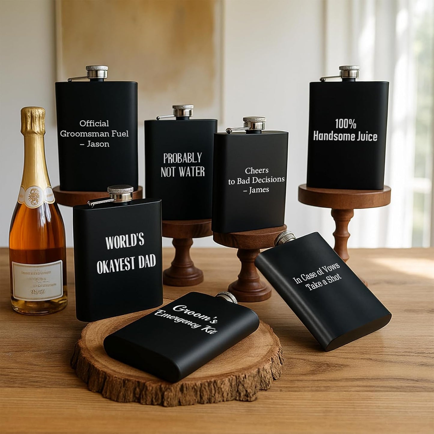 ELEGANTPARK Personalized Gifts for Men Custom Flask Engraved Any Text Bachelor Christmas Wedding Gifts for Him Boyfriend Husband Father Stainless Steel Hip Flasks for Liquor