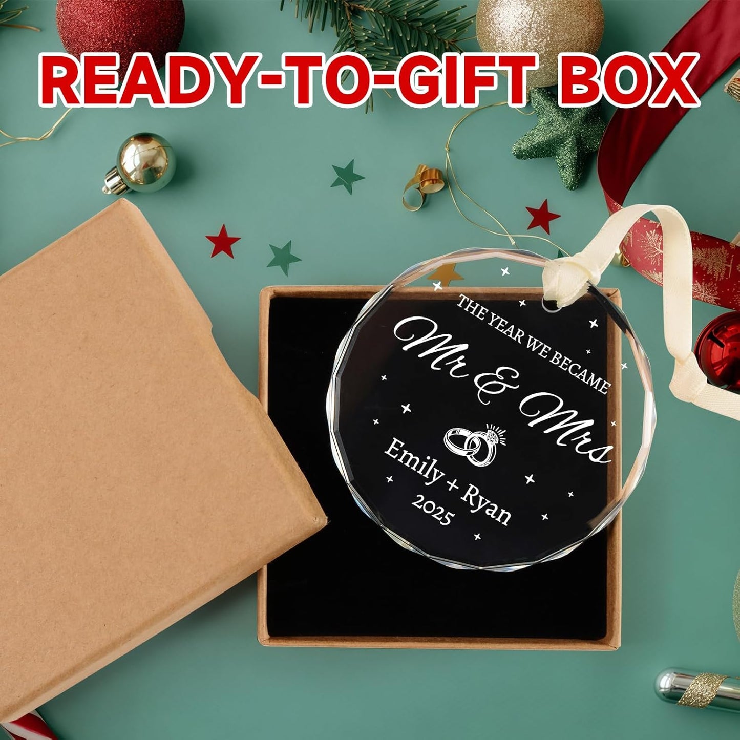 Wedding Gifts for Couples 2025 - Personalized Mr and Mrs Ornament - Bridal Shower Gifts, Wedding Gift for Bride, Newly Wed, Future Mr Mrs - Just Married Decorations Acrylic Ornaments