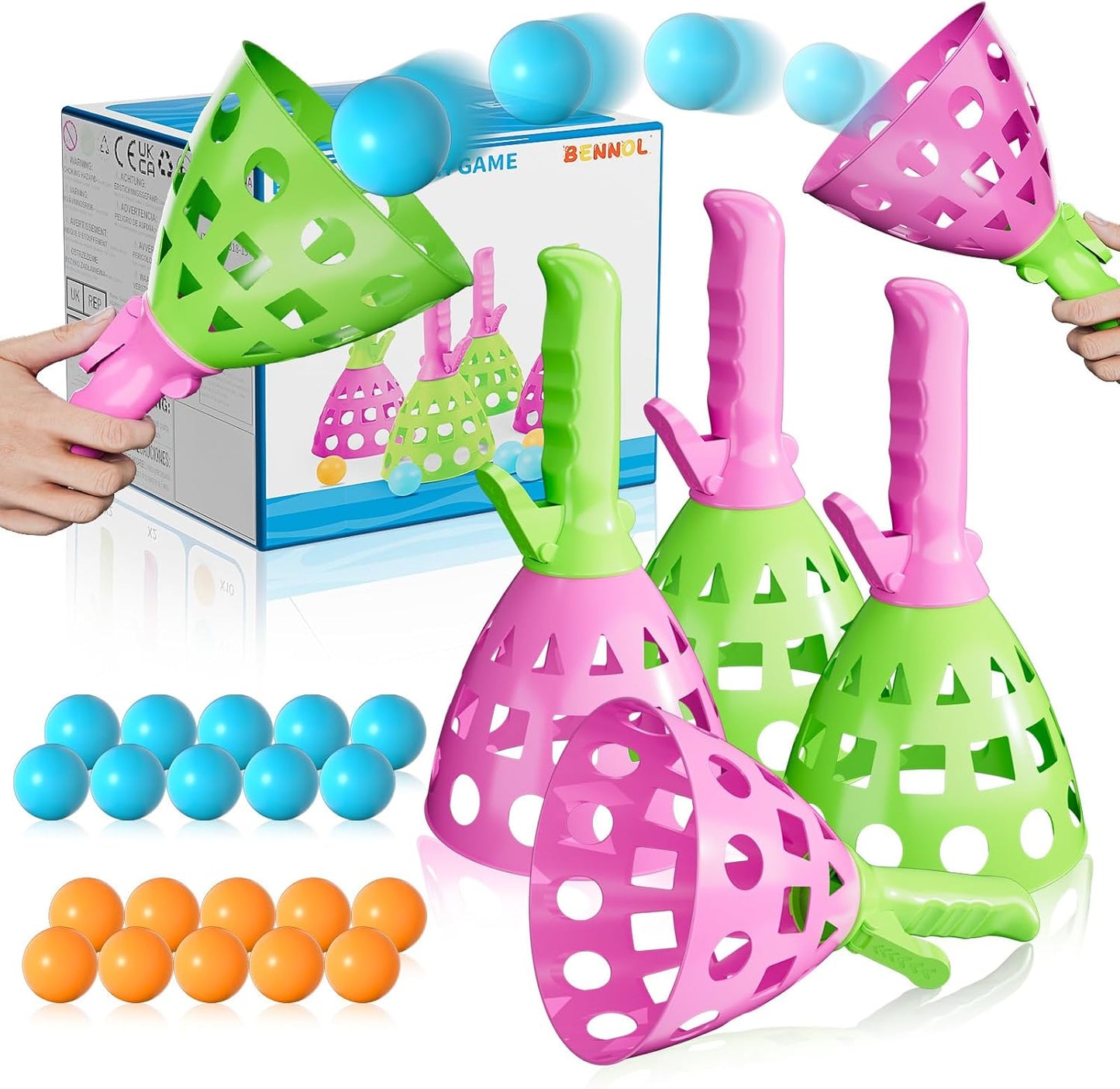 Bennol Outdoor Game Toys for Kids Boys with 20 Balls, Pop Pass Catch Ball Game Outside Toys Gifts for 3 4 5 6 7 8+ Year Old Boys Kids, Outside Outdoor Gifts for Ages 3-5 4-8