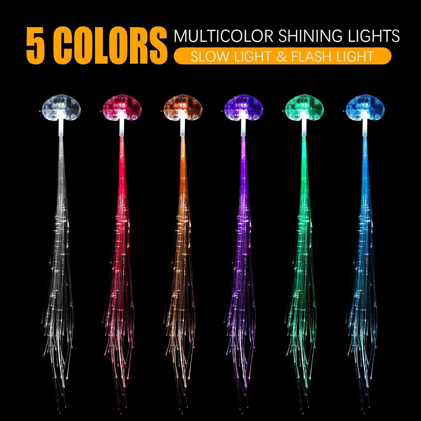 25 Pack Led Light Up Fairy Hair Accessories Braid Extension Clips for Women Girls, Glow in the Dark Party Favors Supplies Neon Rave Accessories Wig for Festival Halloween Christmas Birthday