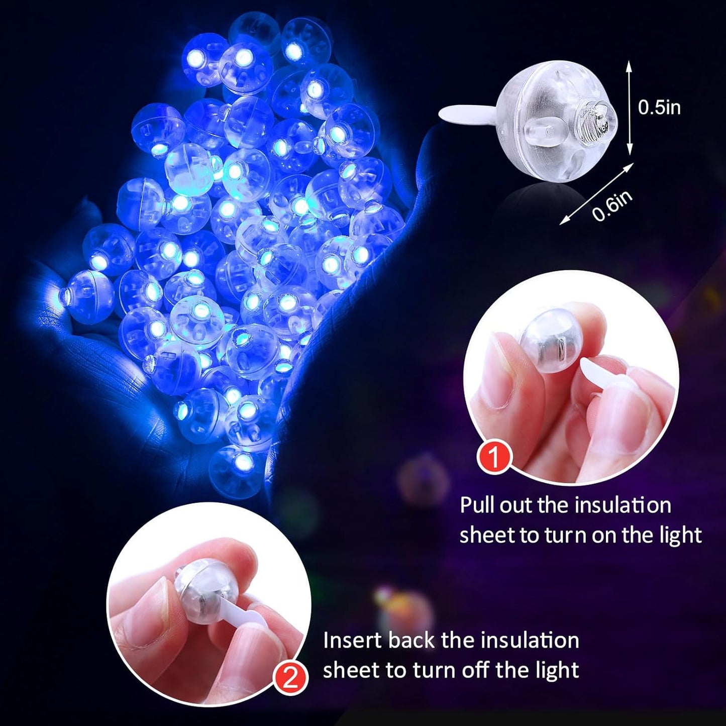 AIKEI 50pcs LED Balloon Lights, Mini Balls Lights,Long Standby Time Party Lamps,Waterproof Led Light for Paper Lantern Valentine's Day Wedding Birthday Party Decoration Blue