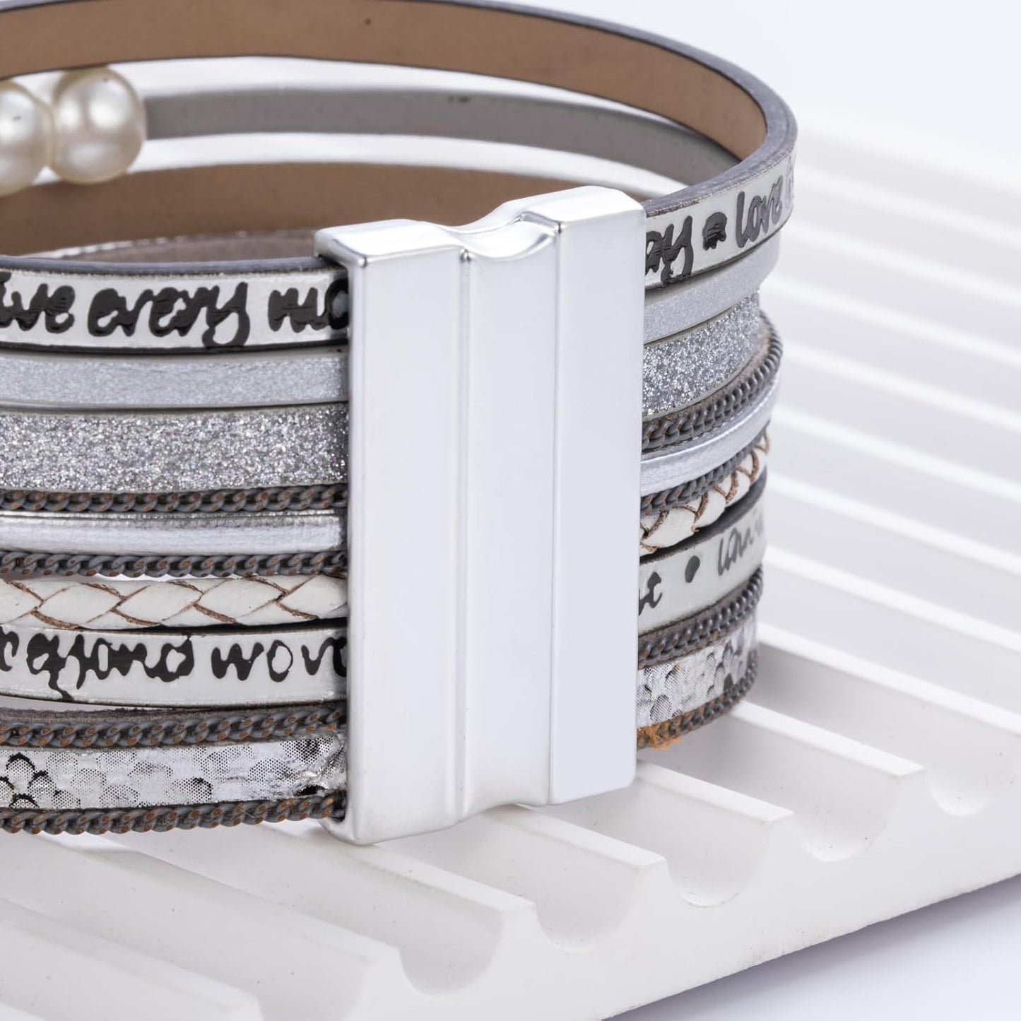 FANCY SHINY Tree of Life Leather Wrap Bracelet Inspirational Cuff Bangles Boho Pearl Bracelets with Magnetic Clasp Unique Jewelry Gifts for Women