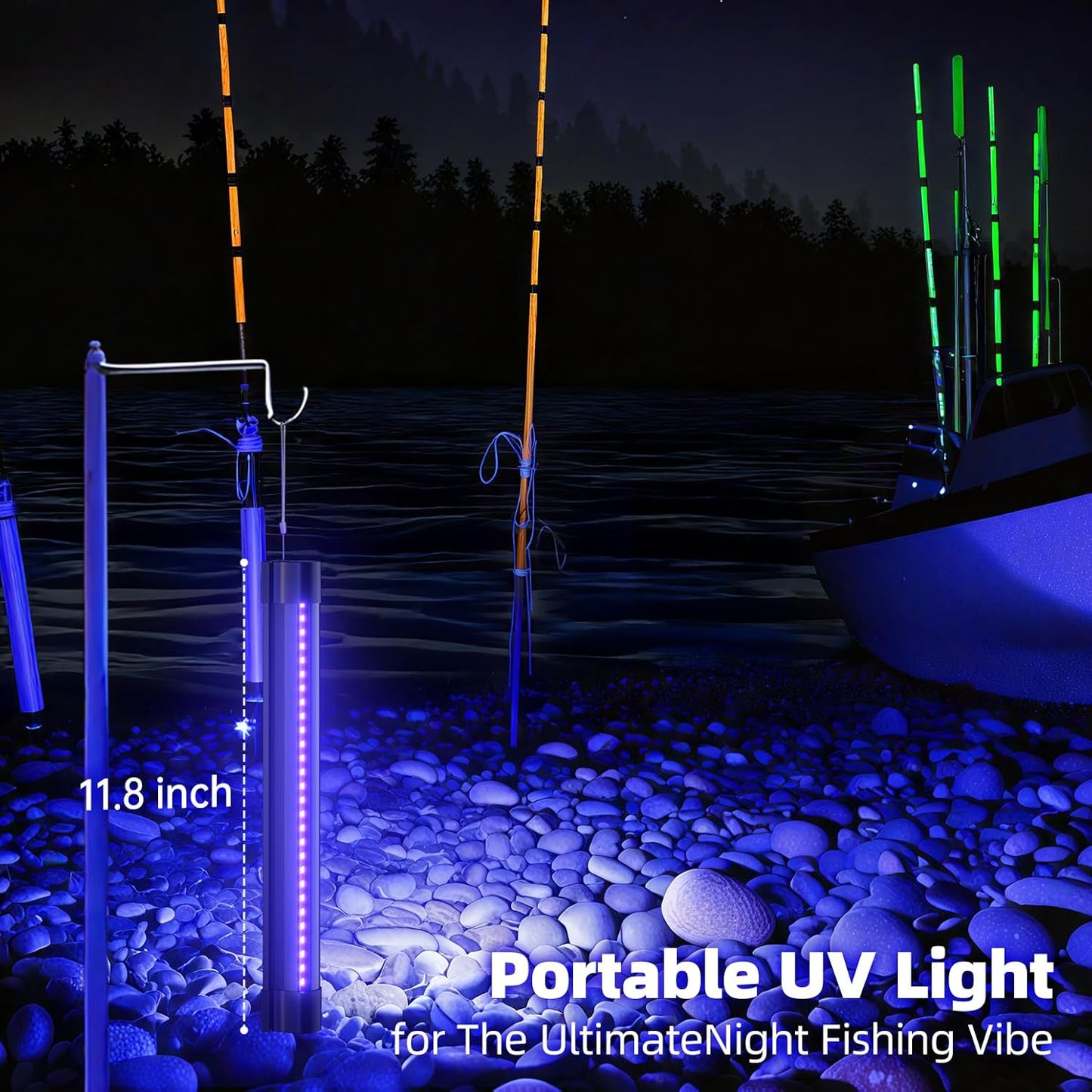 Bstrip Battery Powered Black Light, 11.8inch, Rechargeable Blacklight, Cordless 395nm Light Glow Party, Halloween, Body Painting, 4 Packs