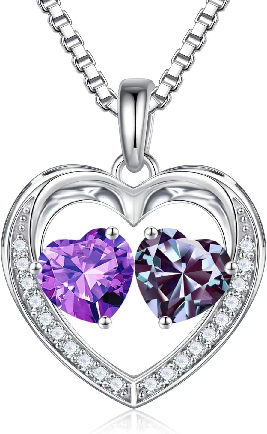 Iefil Christmas Gifts for Wife - 925 Sterling Silver Birthstone Necklace, Anniversary Birthday Gifts for Women, Stocking Stuffers for Women Wife Mom Daughter