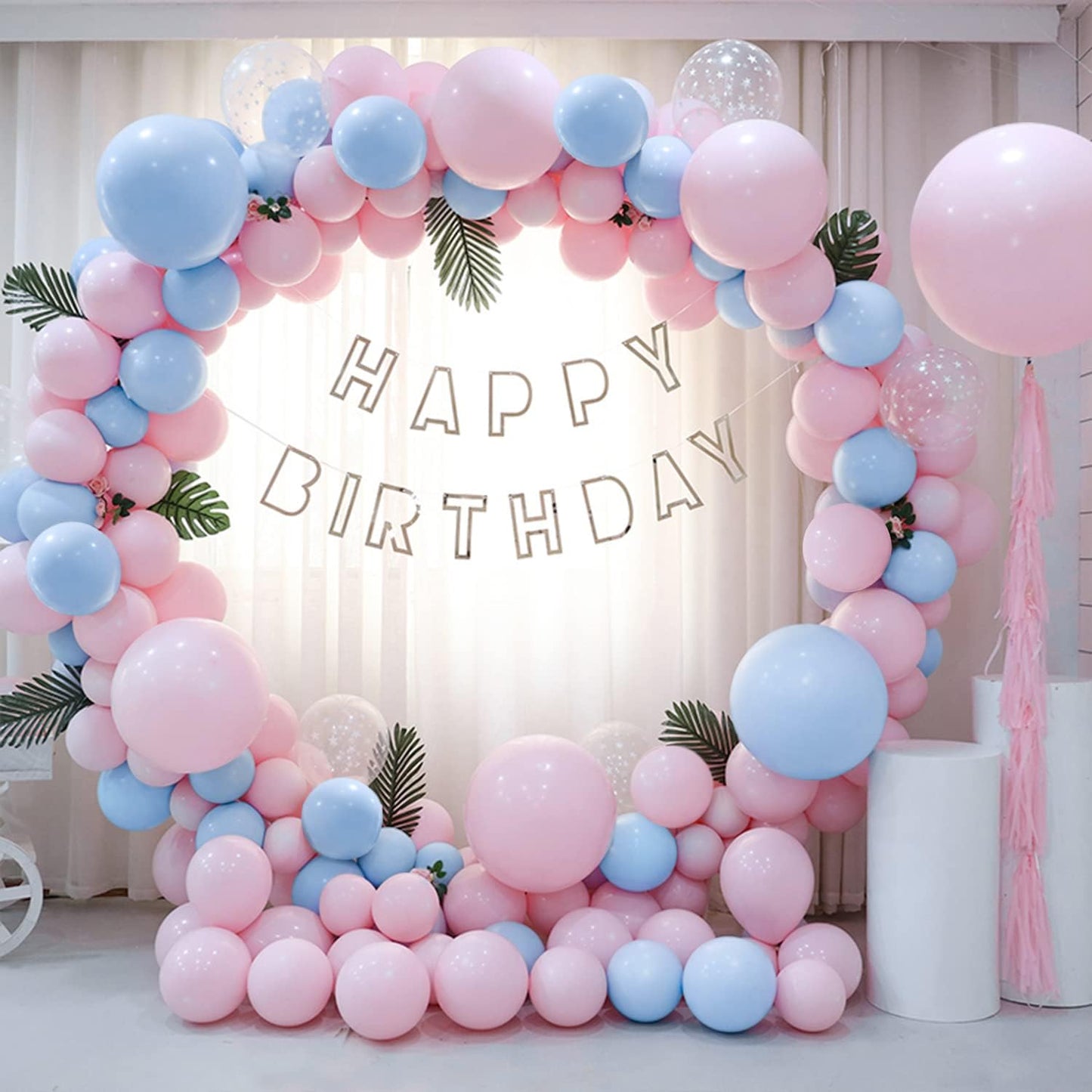 CANREVEL Gender Reveal Pink and Blue Balloons 120 pcs Macaron Blue Pink Latex Balloons Garland Arch kit for Baby Shower Birthday Bridal Shower Wedding Anniversary Party Decorations