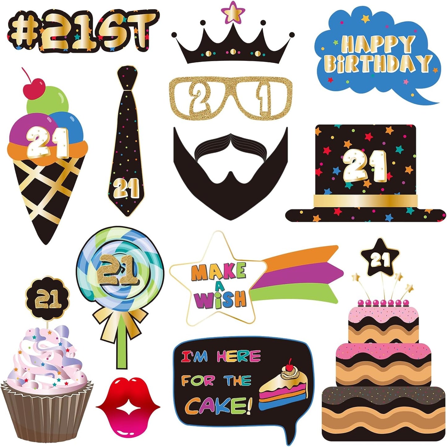 BRT Bearingshui 21st Photo Booth Props - Accessories, Party Signs & Decorations for 21st Birthday Celebrations