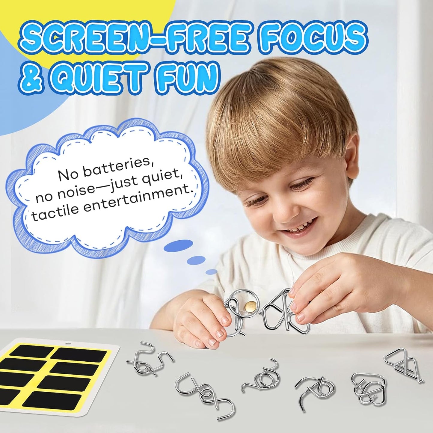 Metal Brain Teaser Puzzles Ring Educational Toys, Steel IQ Games Physics Mind Metal Puzzles for Adults, Unlock Interlock Game, Brain Teaser Puzzle for Party Favor Kids (C)