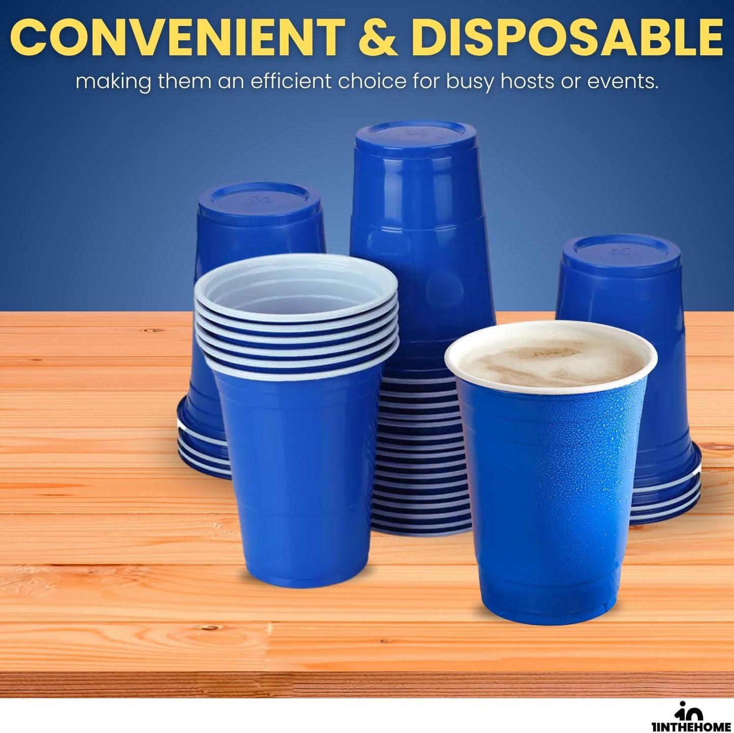 Blue Cups 16 Oz, Disposable Blue Plastic Party Cups (100 pack)