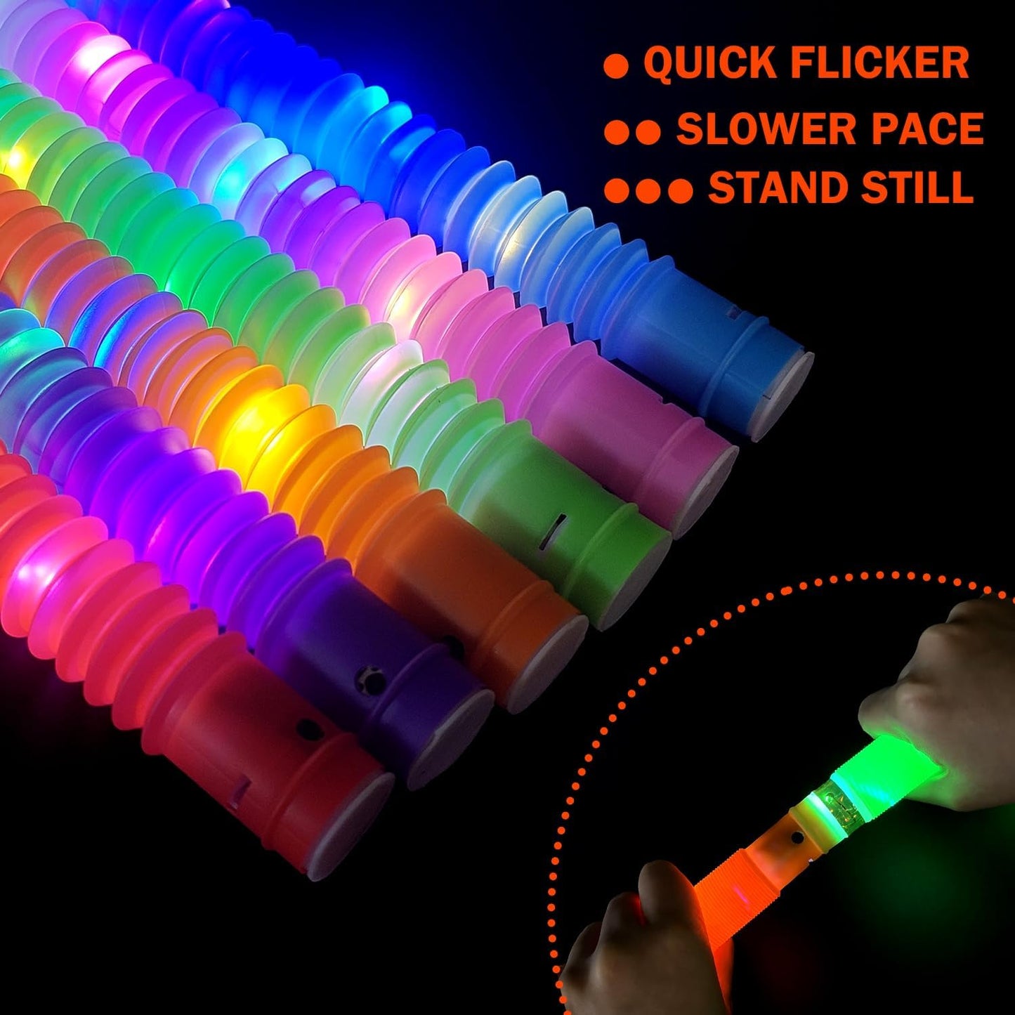 Glow Sticks Party Favors Supplies for Toddler 18 PCS,Camping Essentials Fidget Toys Gifts for Kids,Light up Pop Tubes Necklace ＆ Bracelet Accessories, Treats Non Candy for Christmas Birthday Wedding