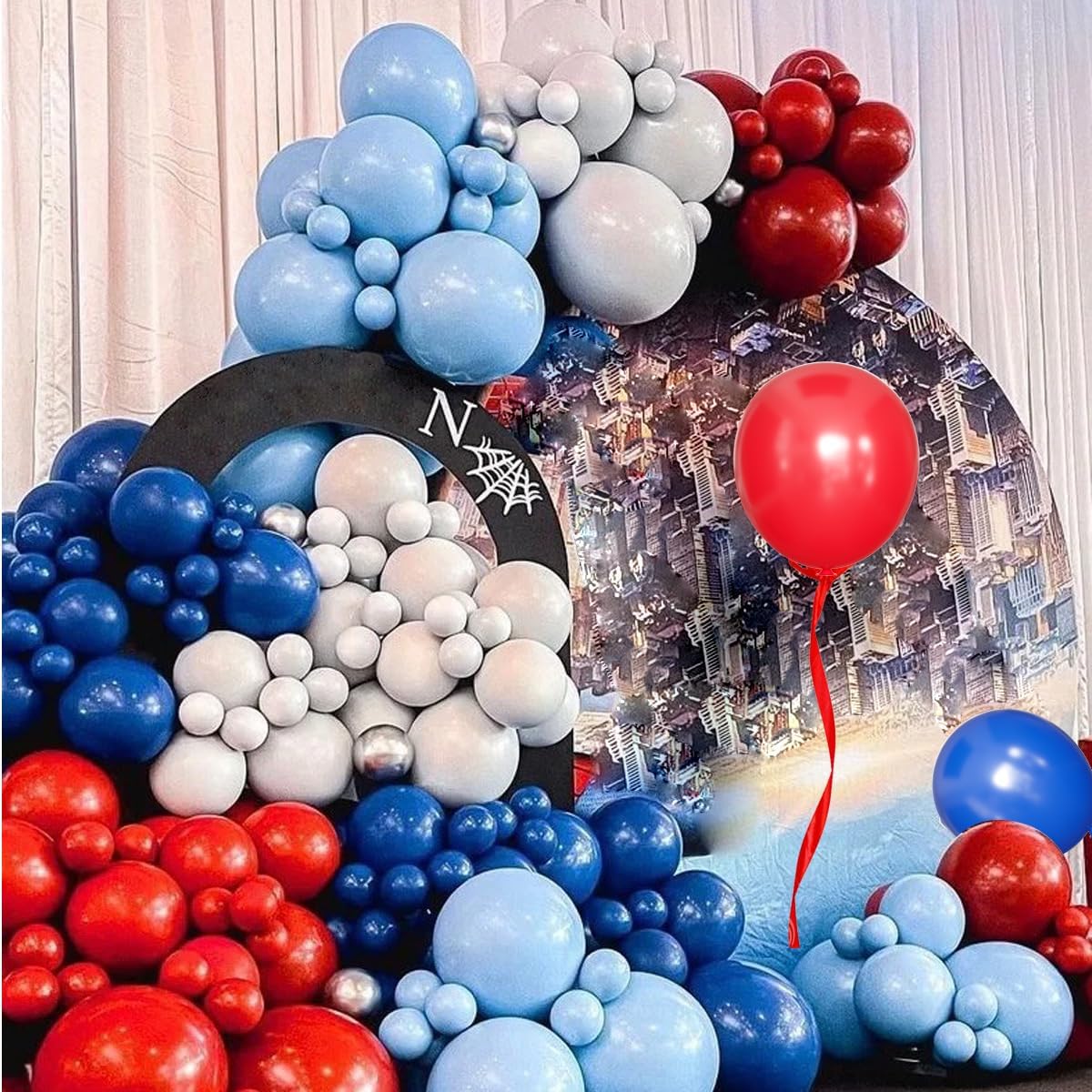 Blue Red White Balloons Arch Garland Kit, 147 Pcs Royal Blue Red White Confetti Blue Red Balloon for Graduation Birthday Party Baby Shower Wedding Decorations