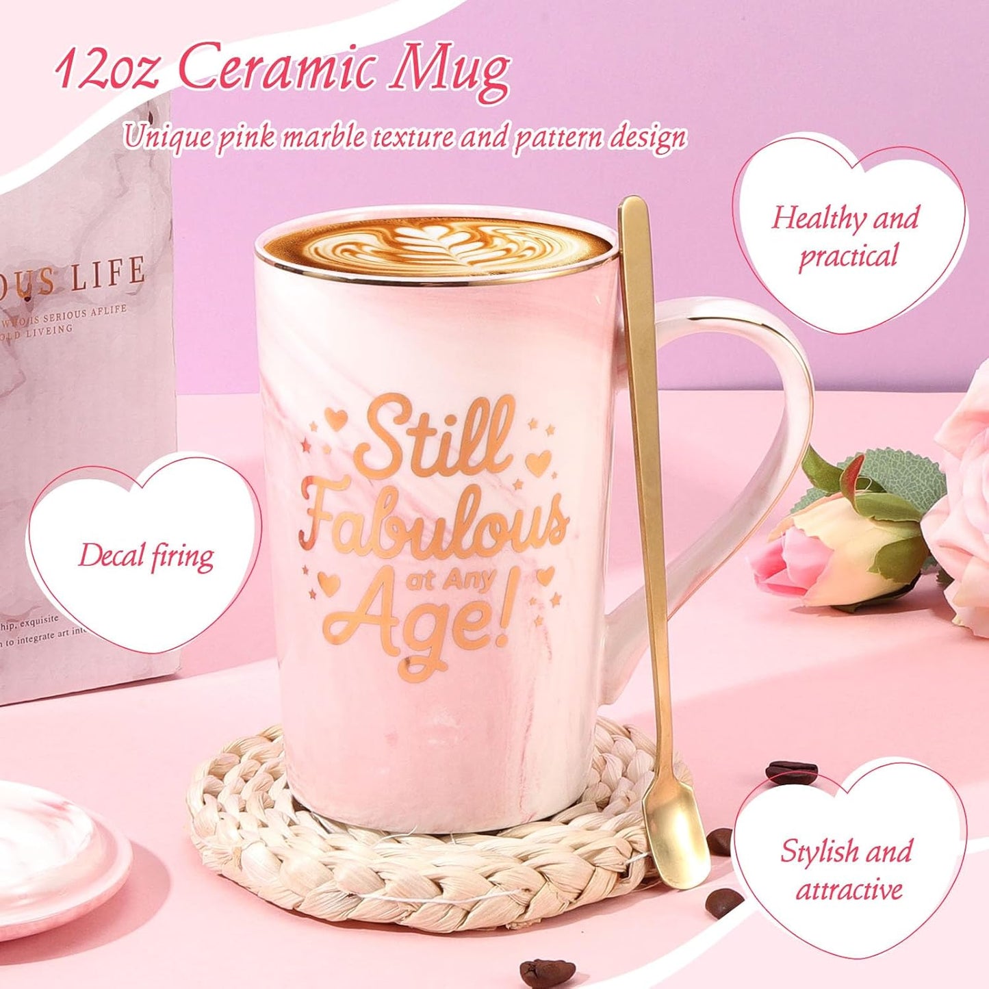 Happy Birthday Gifts for Women - Pink Birthday Gift Box for Women Self Care Mom Sister Wife Girlfriend Daughter Best Friend, Women's Birthday Gifts Spa Gifts Basket Gift Sets w/ Blanket Coffee Mug