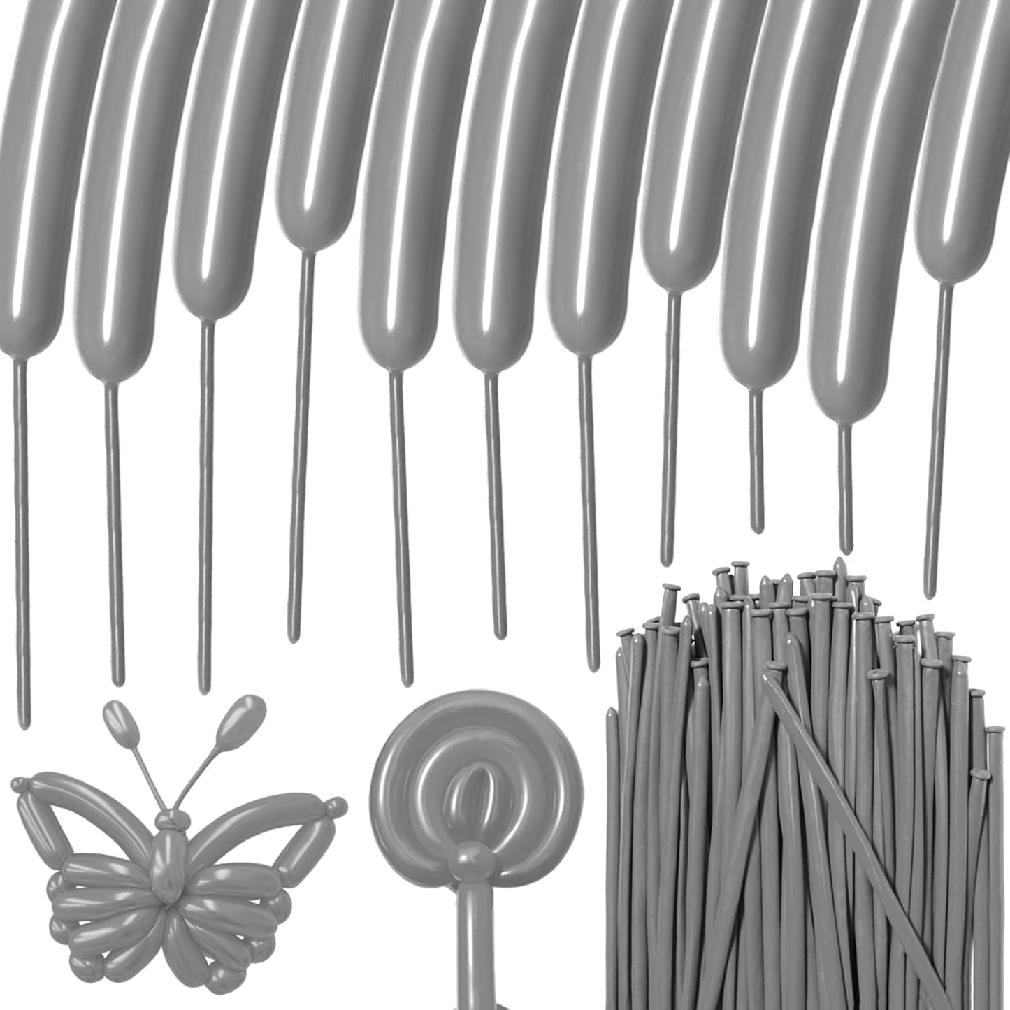 100Pcs Grey 260 Balloons, Long Balloon for Tying Balloon Arch, Long Skinny Balloons for Twisting Ballons Animal balloons Birthday Party Wedding Festival Decorations