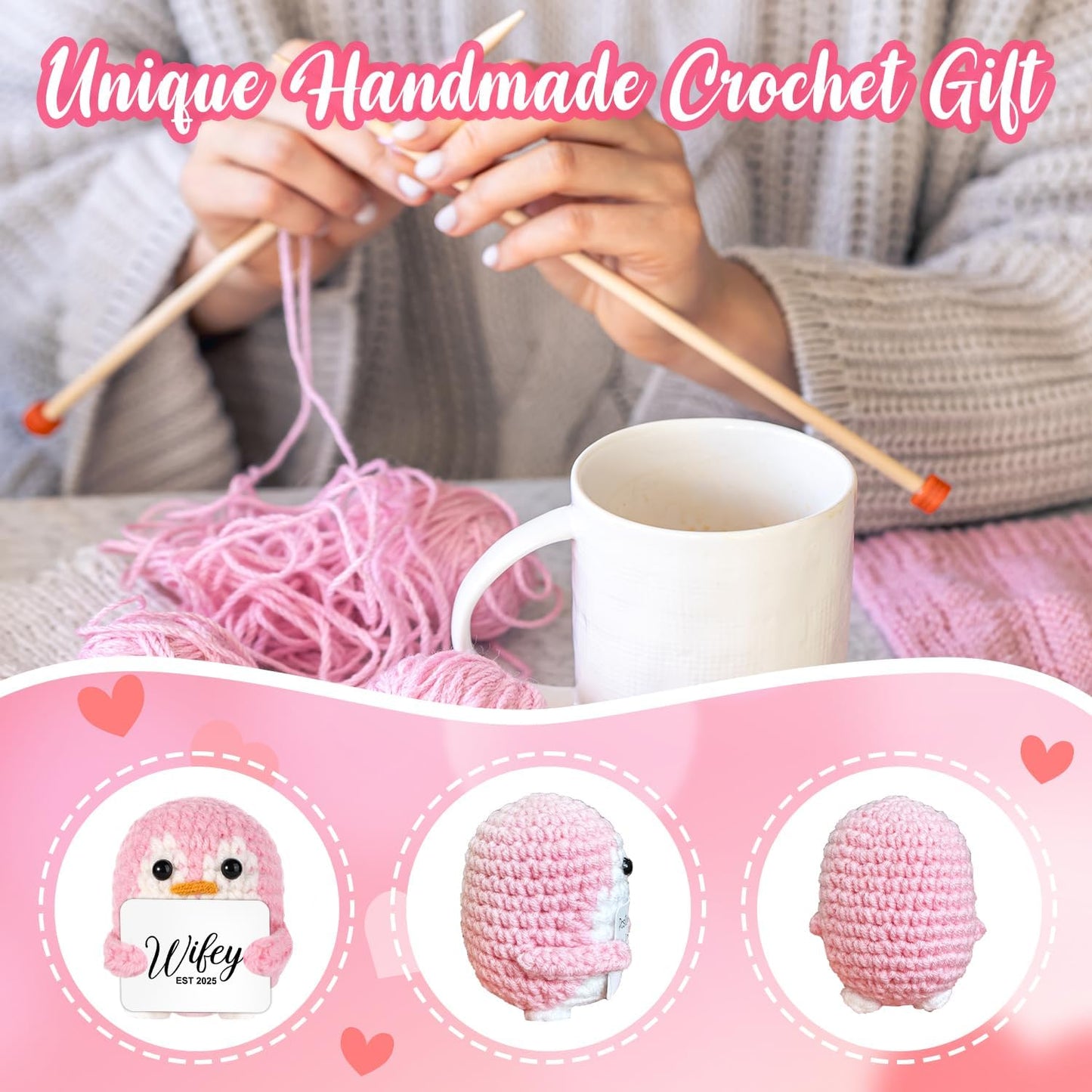 QUPT Wedding Gifts for Couples, Hubby & Wifey EST 2025 Wedding Penguin Doll Set, Bridal Shower Gifts for Bride and Groom, Newly Married Anniversary for Him Her, Penguin Doll Mr and Mrs Present