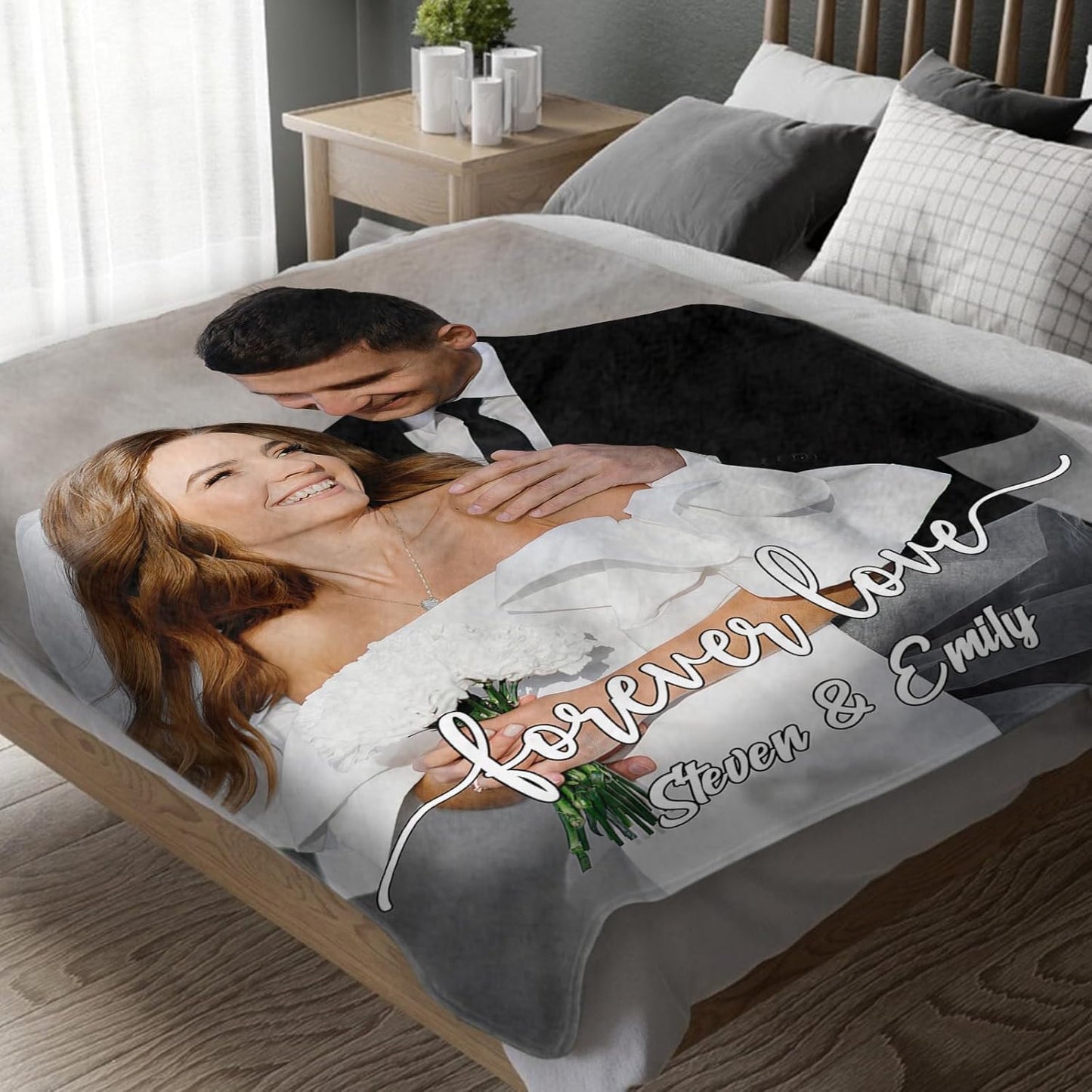 MeMoShe Custom Blanket with Picture Personalized Photo Blanket Wedding Gifts for Couples Customized Throw Blanket I Love You Gifts for Girlfriend Boyfriend Wife Husband