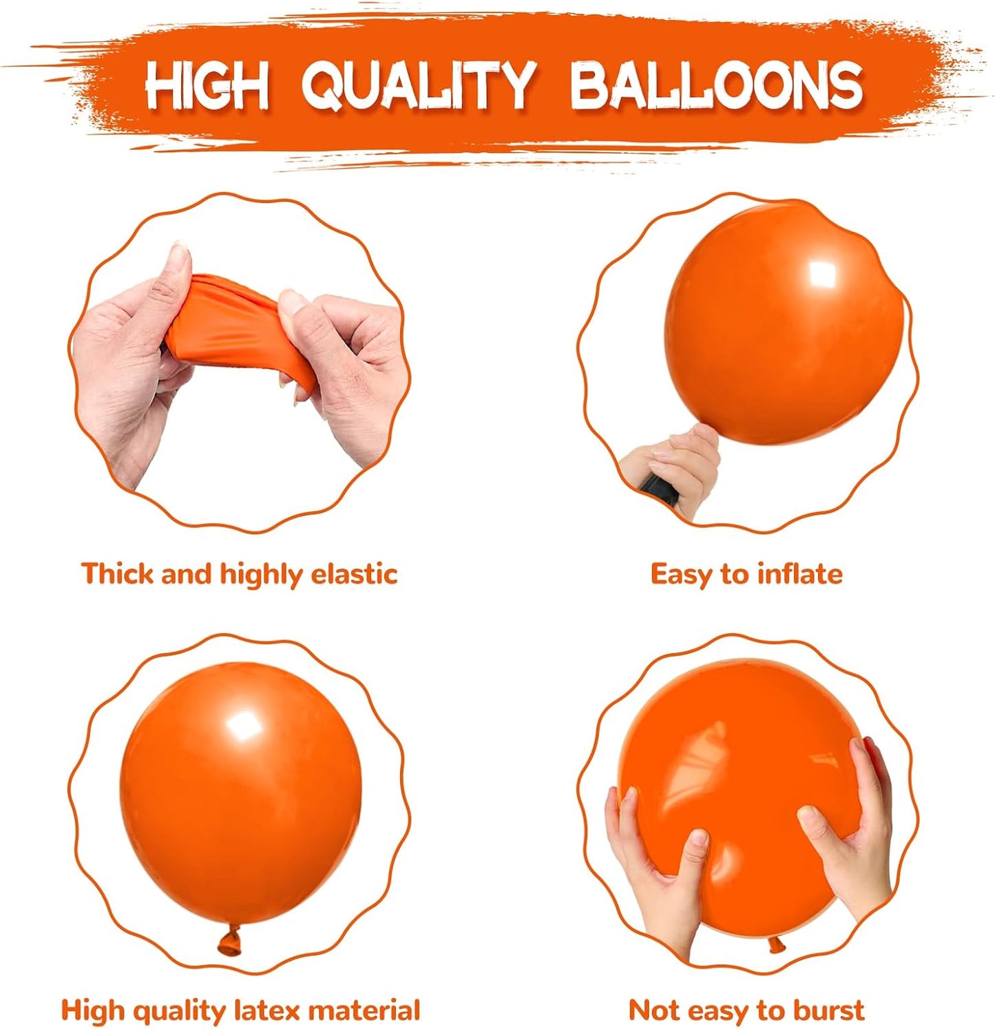 134Pcs Orange Balloons Different Sizes 5 10 12 18 Inch Orange Balloon Garland Arch Kit, Latex Balloons for Birthday Wedding Baby Shower Party Decorations.