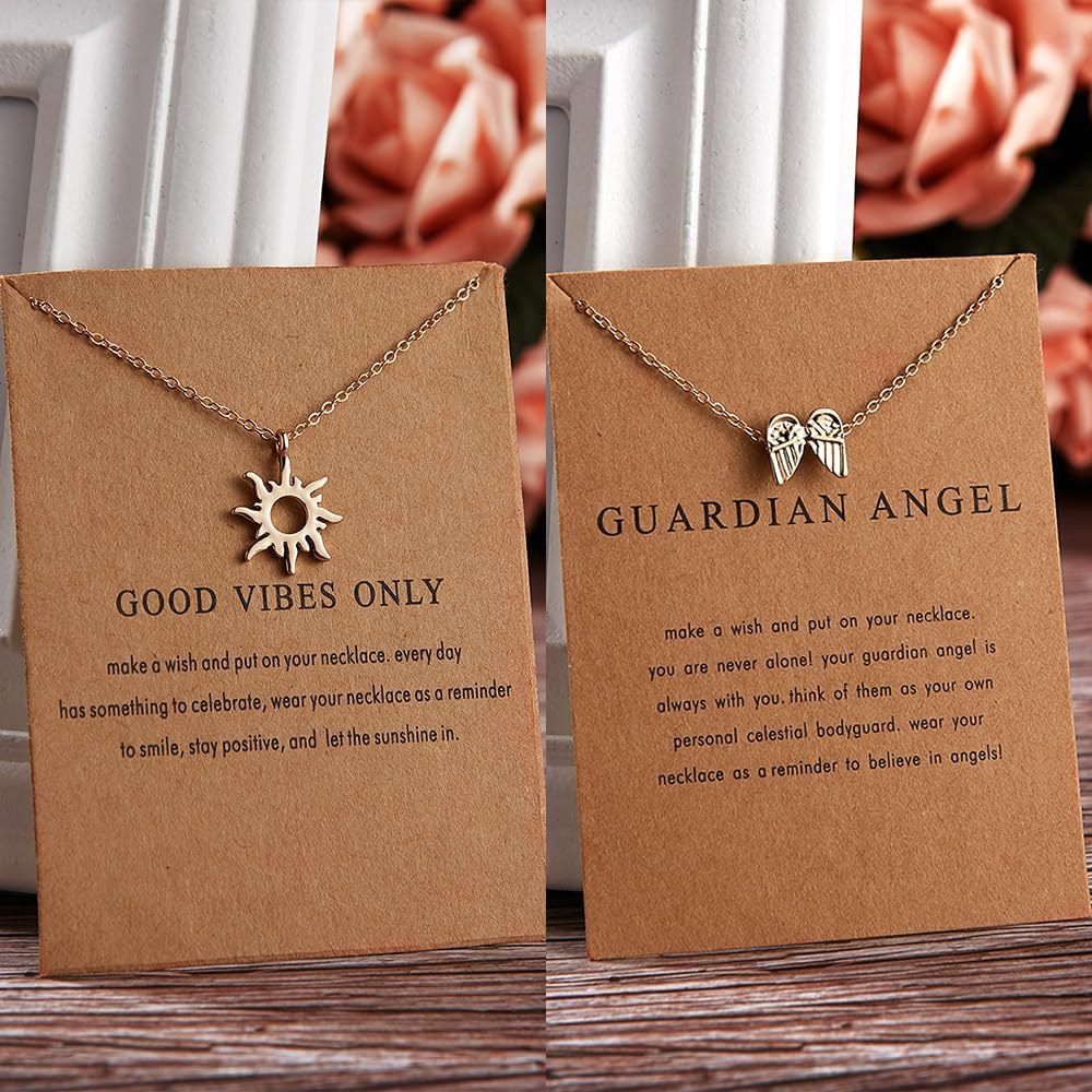 Rrdaily Stylish 9Pcs Gold Plated Necklace Set for Women,Simple Wings Butterfly Pendant Collarbone Necklace,Striking Friendship Birthday Festival Jewelry Gifts