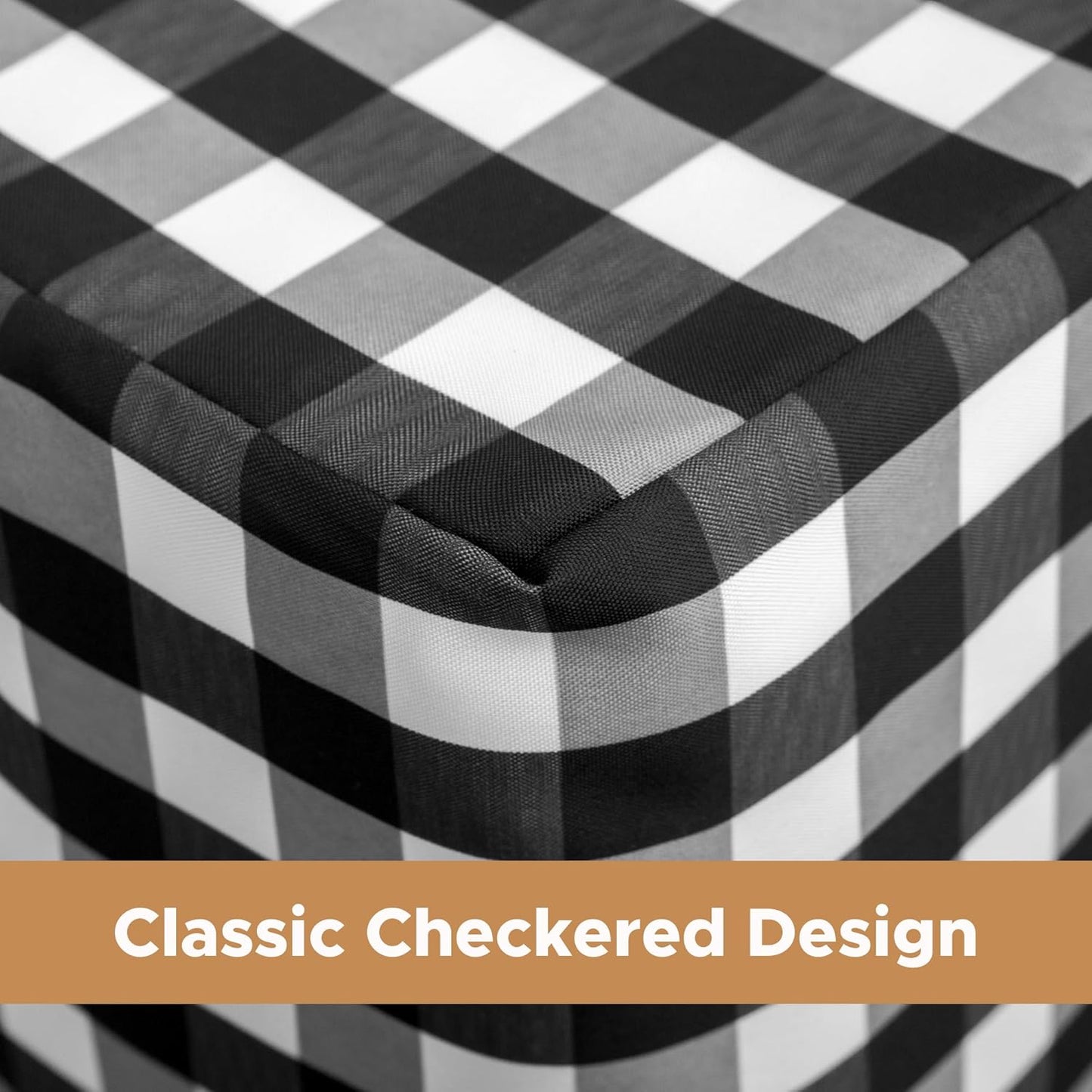 HolidayIdeas Fitted Checkered Tablecloths for 6 Foot Tables - 72 x 30 Inch - 2 Pack Rectangle Tableclothes Buffalo Plaid Table Cover for Parties, Picnic, Trade Show (Black and White)