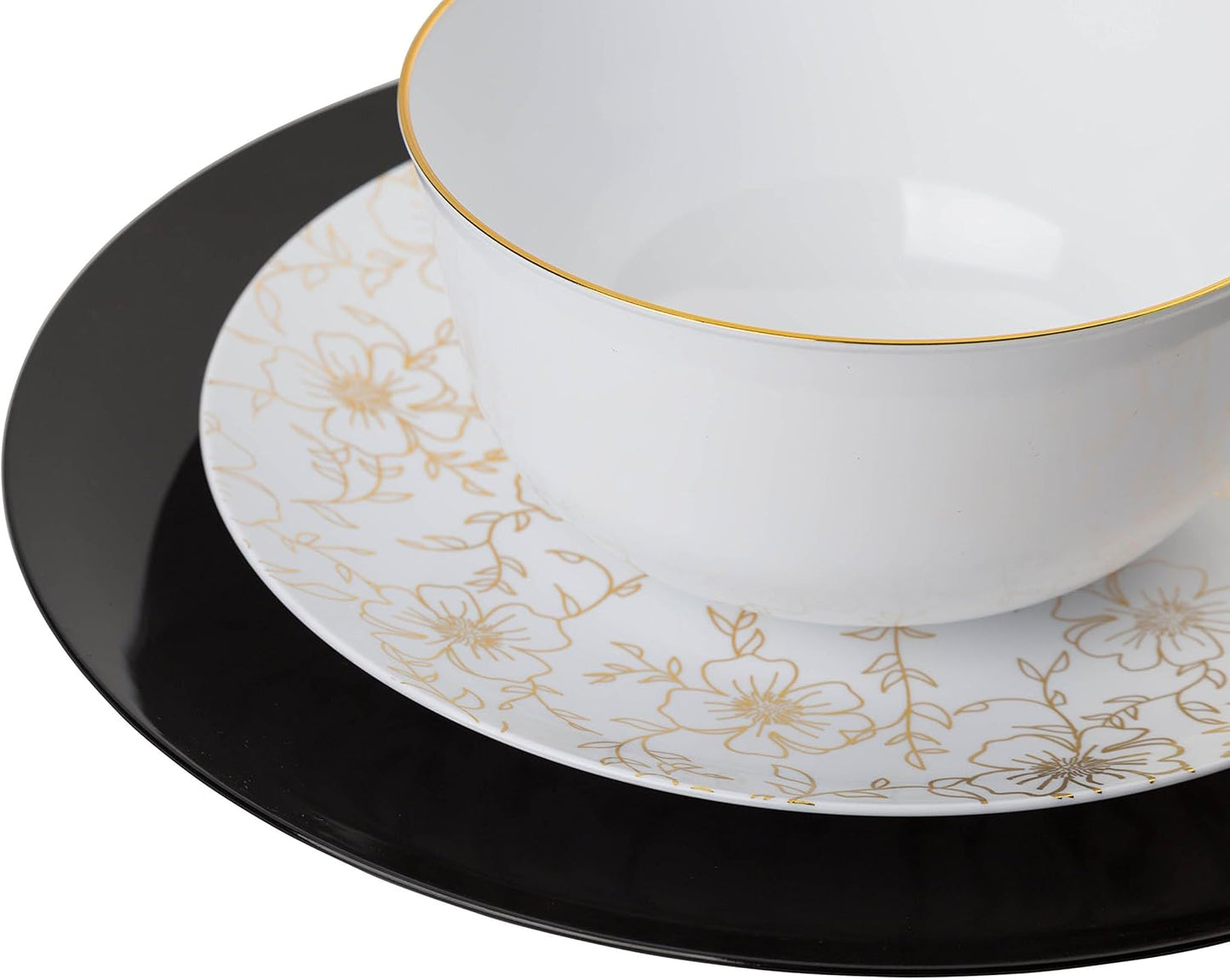 Trendables™ Premium Plastic Bowls, Disposable Food Grade Plastic Bowls - Flora Design - 40 Pack