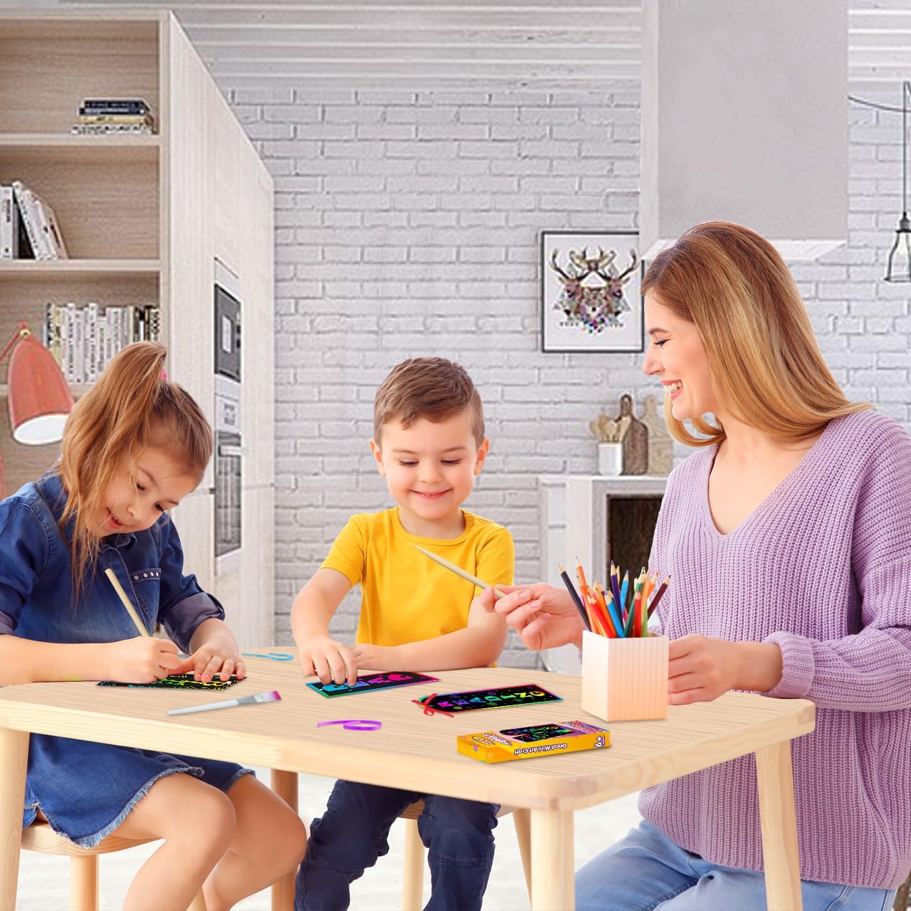 ZMLM Scratch Paper Art Bookmarks Kids: 36 Set Magic Rainbow DIY Art Craft Paper Bookmark Gift Tag Party Favor Goodie Bags Stuffers Pack Activity Bulk Making Kit for Boys Girls Birthday Game Classroom