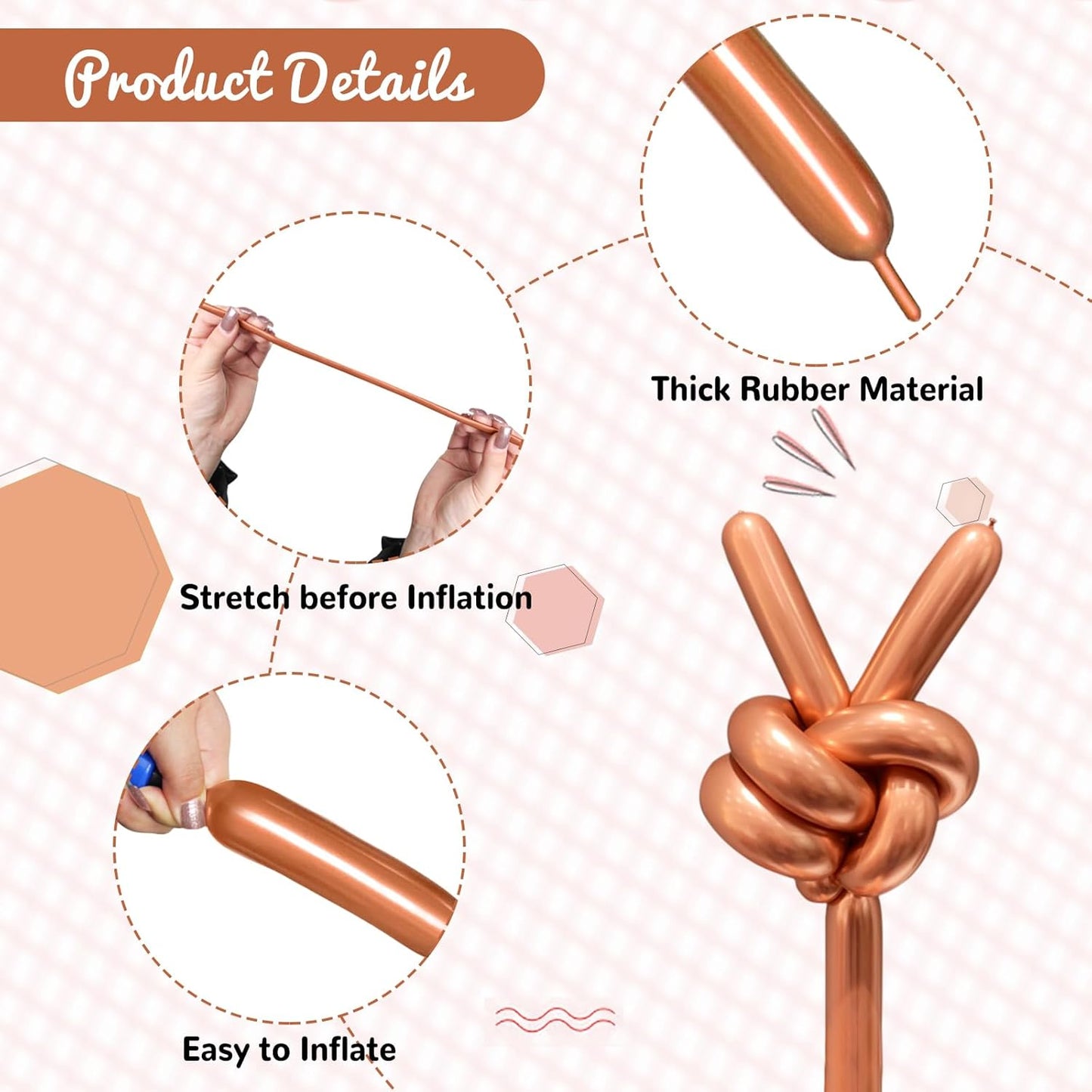 100Pcs Metallic 260 Balloons, Champagne Gold Chrome Long Balloon for Animals, 260 Art Ballon for Twisting, Skinny Modeling Supplies for Birthday Party Wedding Festival. Champagne Gold