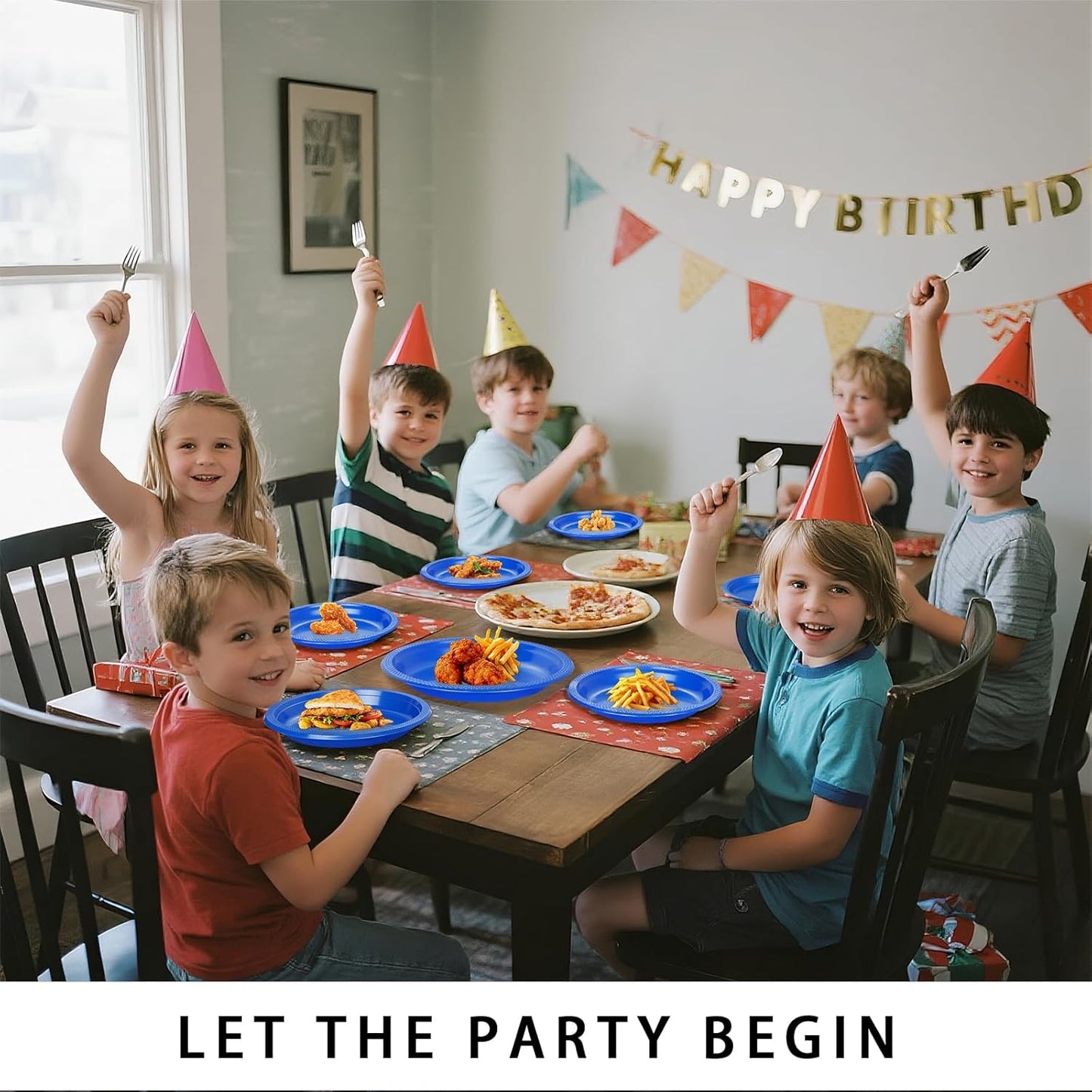 WELLIFE 7 Inch Royal Blue Plastic Plates 50 Count Disposable Plate for Party, Dessert Small Plates for Dinner Cake Salad Supplies Birthday